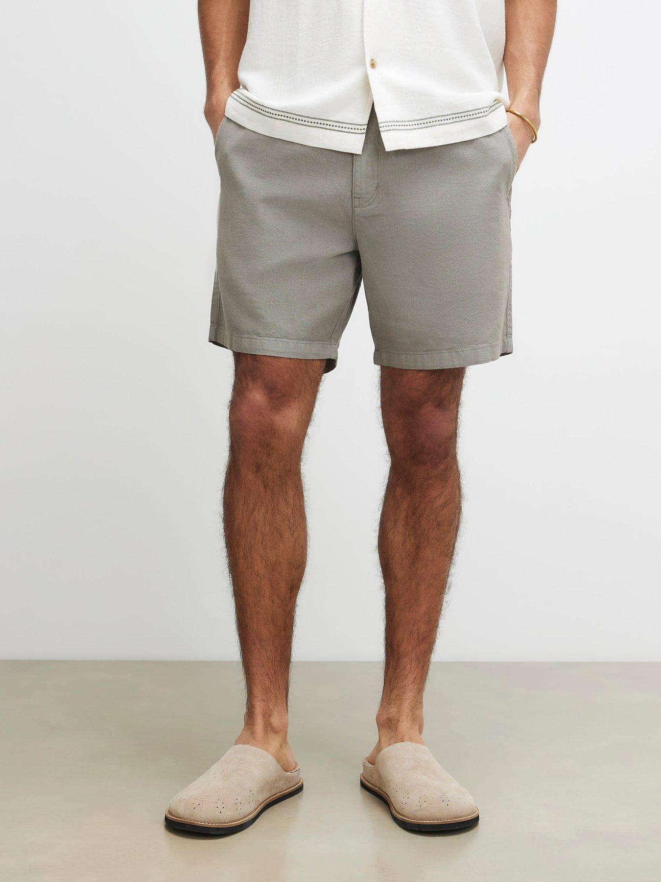 Image 1 of 4 of River Island Regular Fit Linen Pull On Shorts - Green