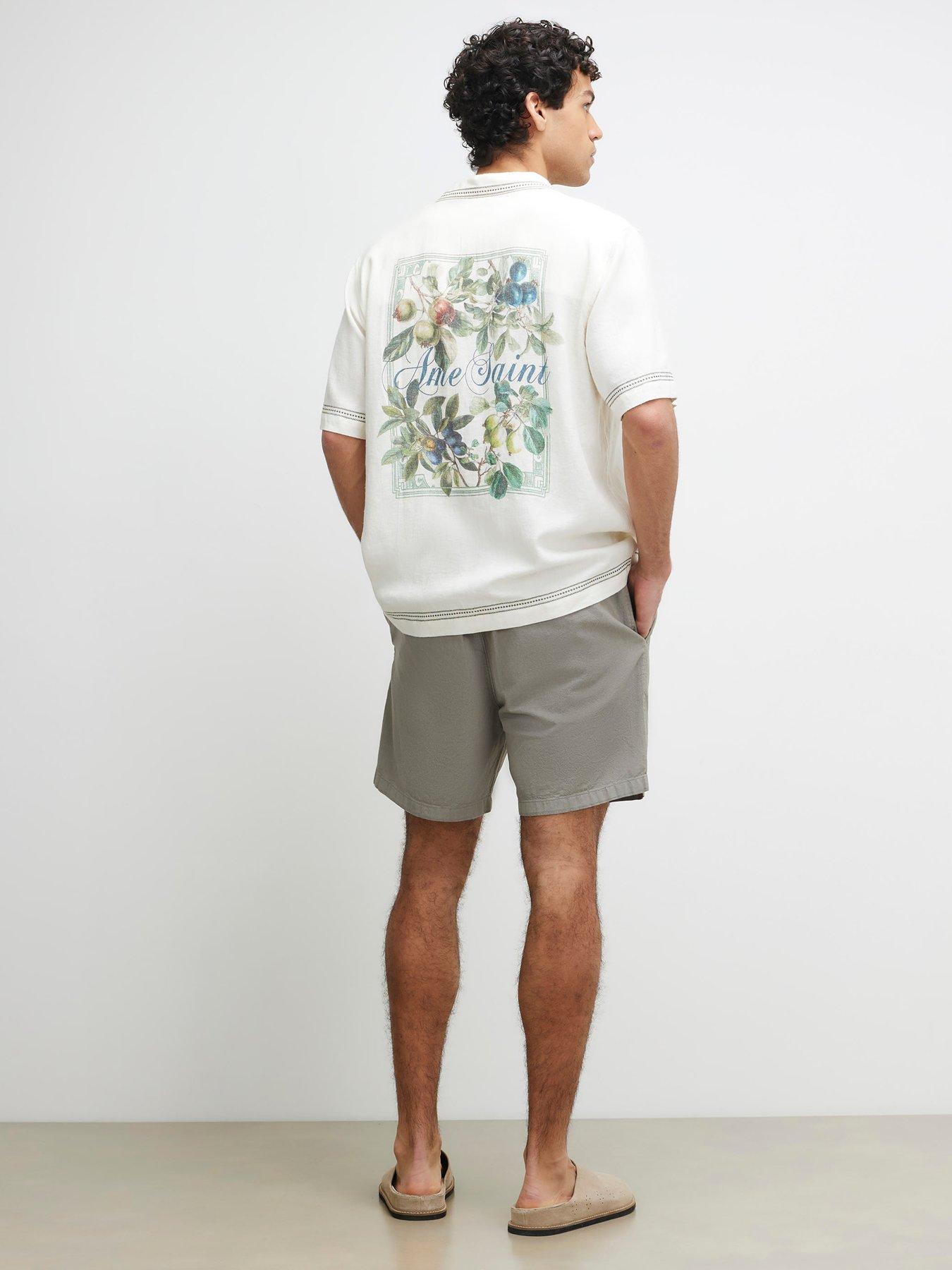 Image 2 of 4 of River Island Regular Fit Linen Pull On Shorts - Green