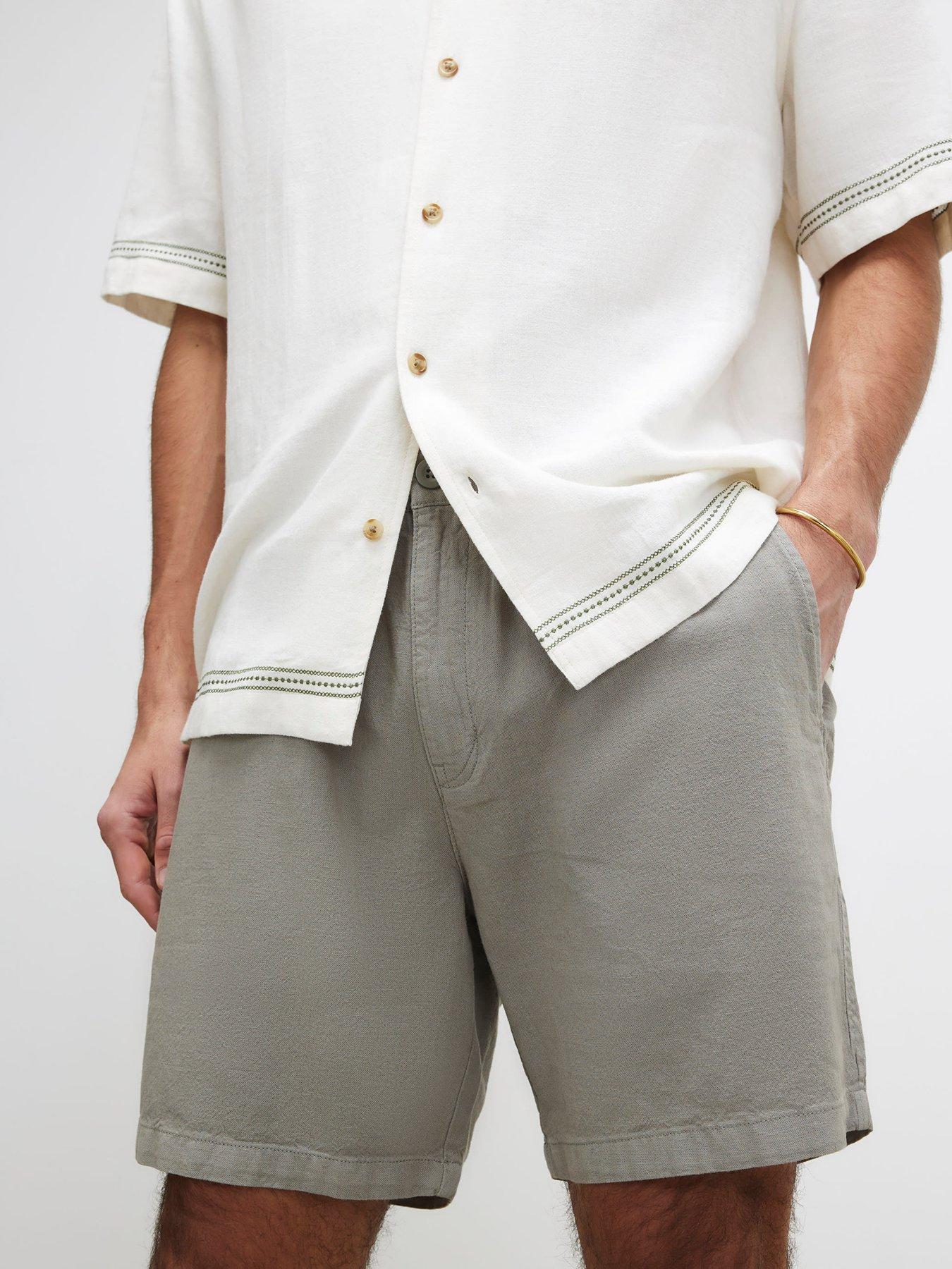 Image 4 of 4 of River Island Regular Fit Linen Pull On Shorts - Green