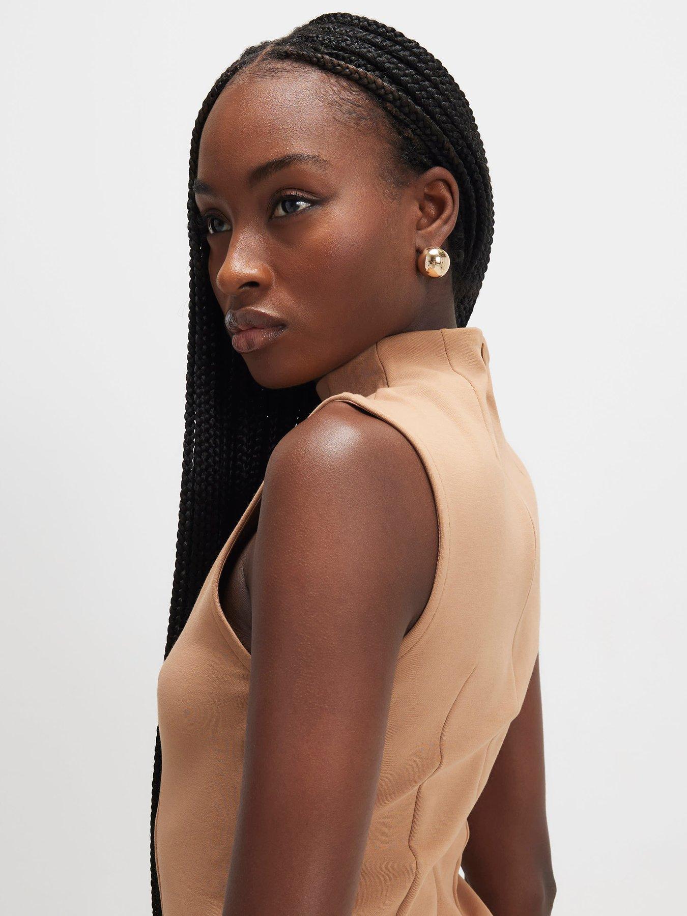Image 2 of 3 of River Island Sleeveless High Neck Top - Beige