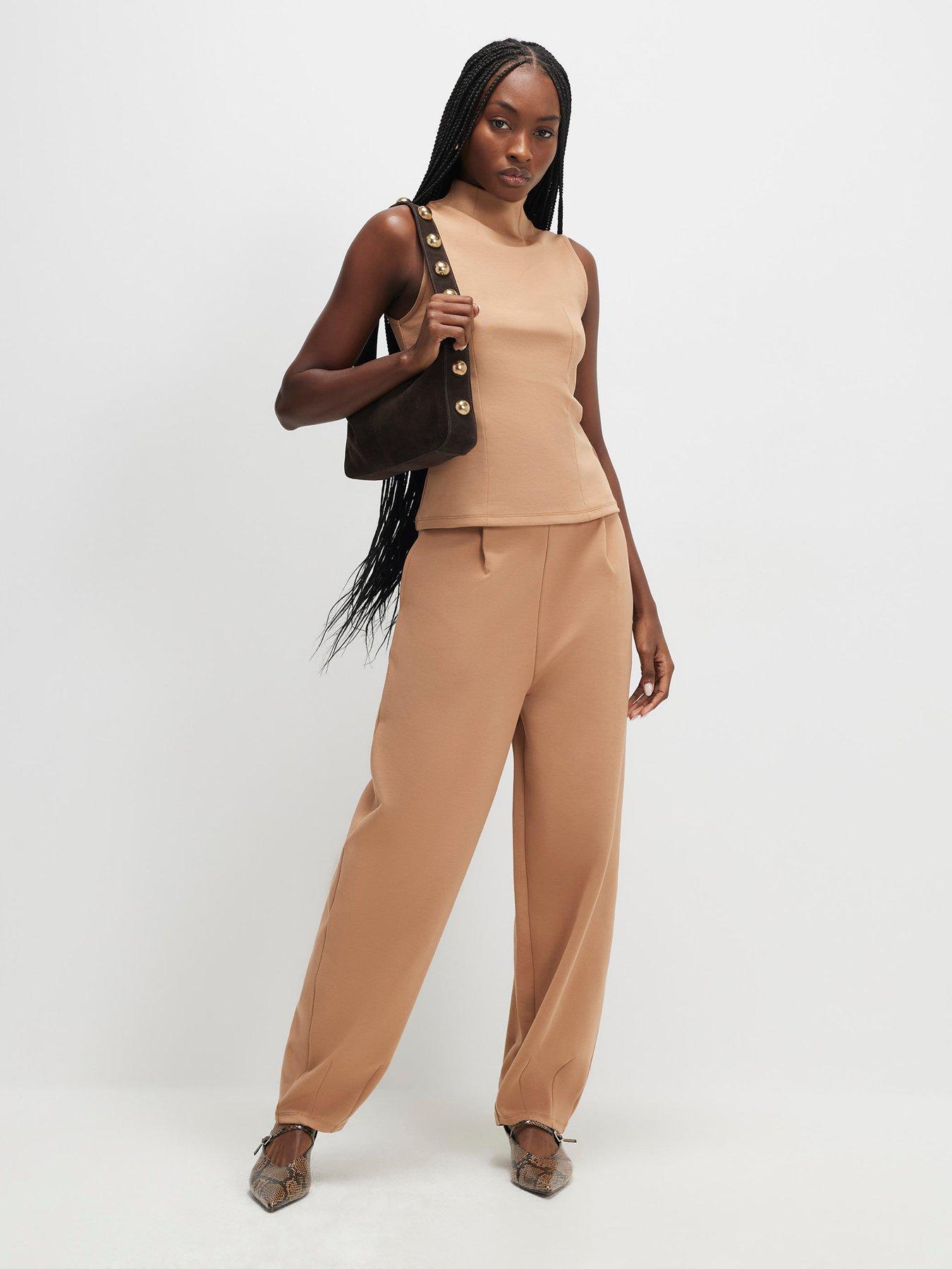 Image 3 of 3 of River Island Sleeveless High Neck Top - Beige