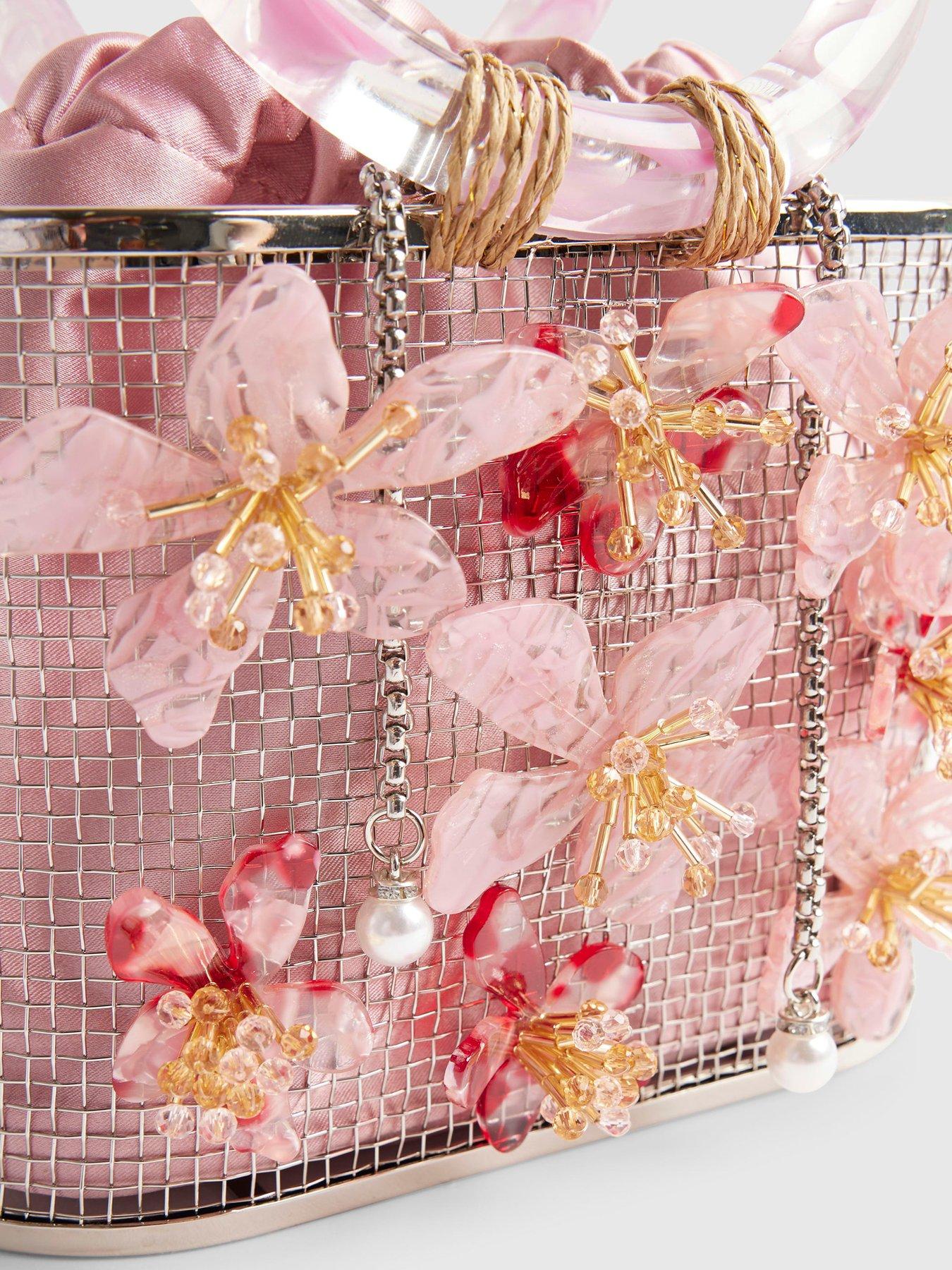 Image 3 of 4 of River Island Flower Cage Bag - Pink