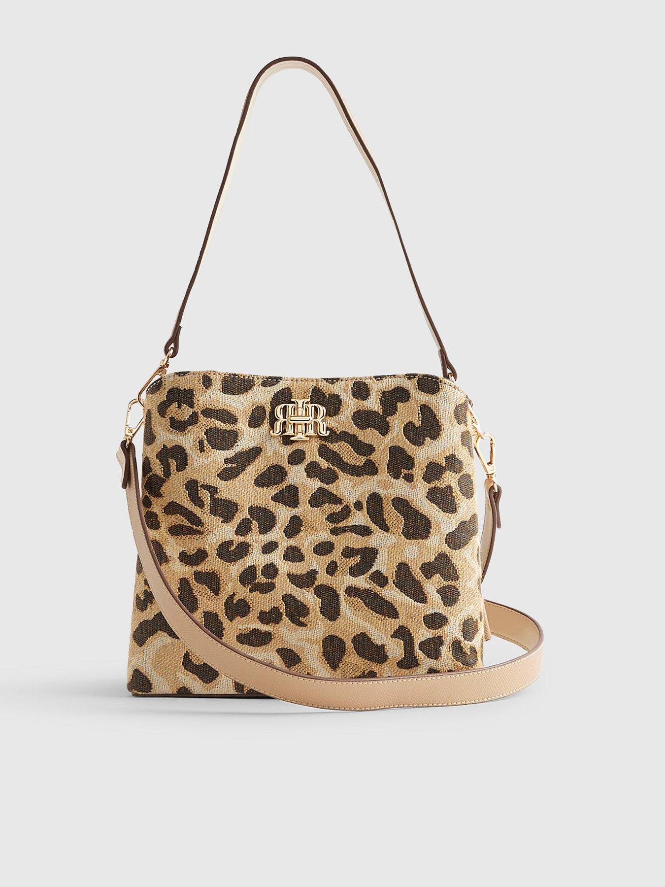 Image 2 of 5 of River Island Leopard Jacquard Bucket Bag - Beige