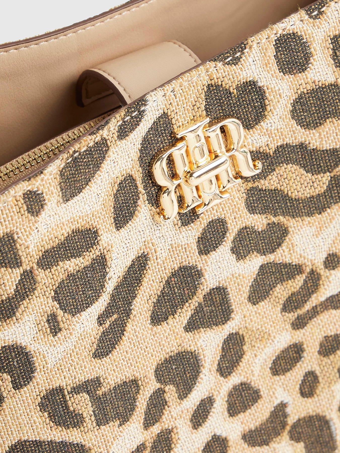 Image 4 of 5 of River Island Leopard Jacquard Bucket Bag - Beige