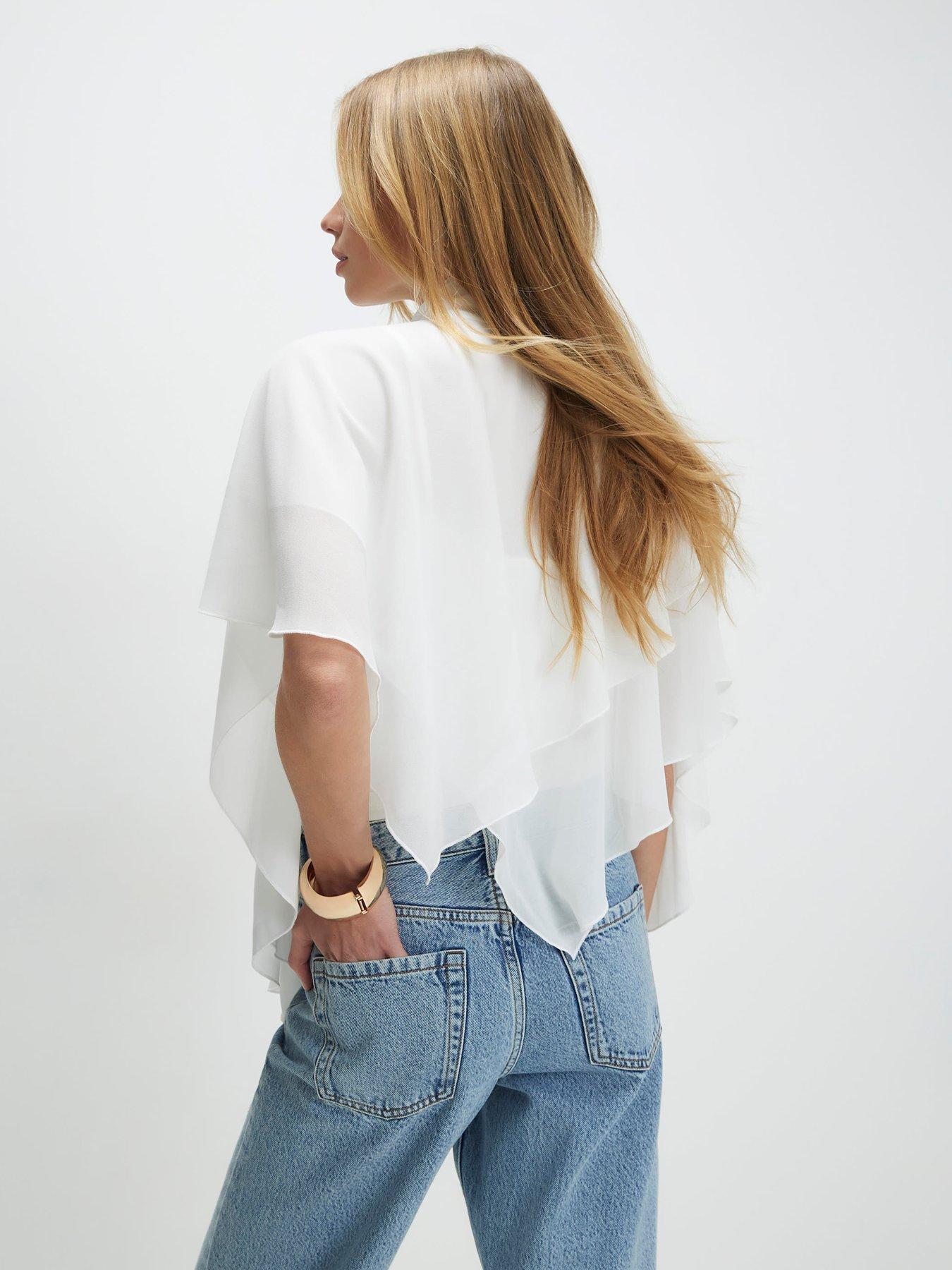 River Island High Neck Ruffle Cape - Cream | Very