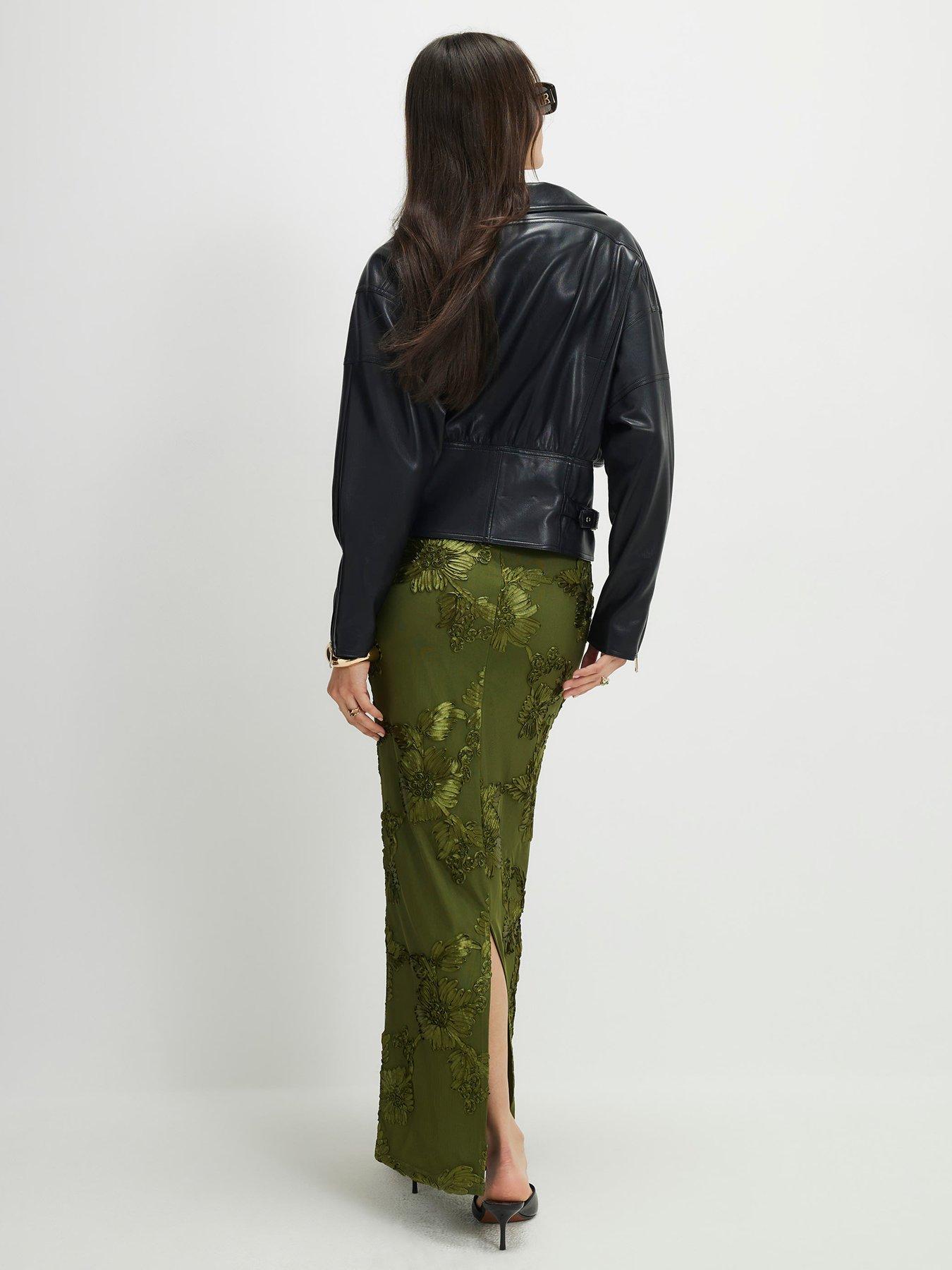 Image 2 of 4 of River Island Cornelli Maxi Skirt - Khaki