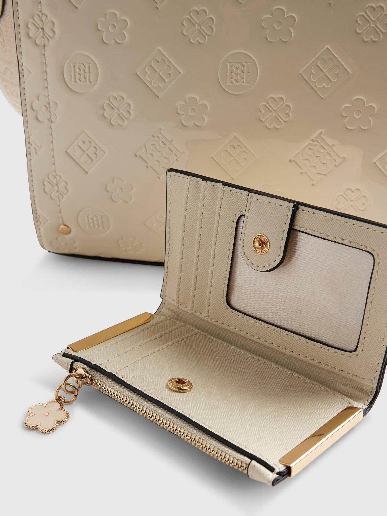 Image 4 of 4 of River Island Embossed Monogram Messenger Bag Bundle - Cream