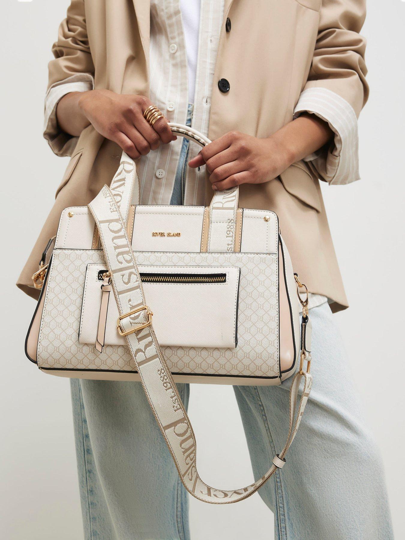 River Island Webbing Front Tote Bag - Beige