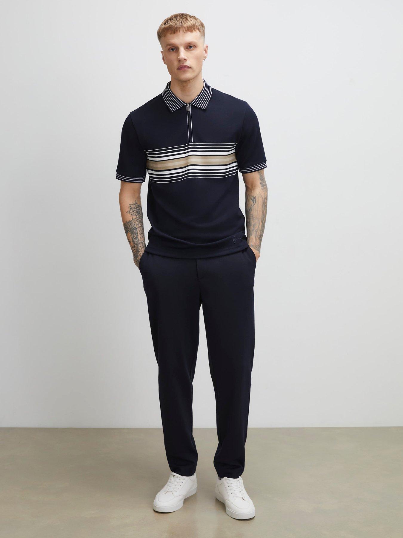 Image 3 of 4 of River Island Slim Fit Stripe Polo Shirt - Blue