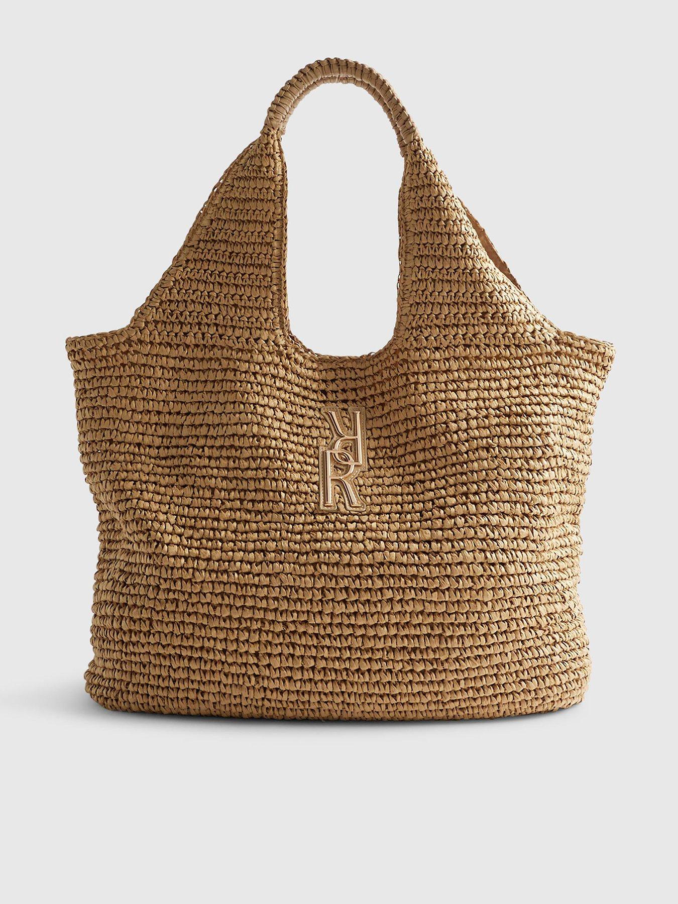 Image 1 of 4 of River Island Raffia Shopper Bag - Beige
