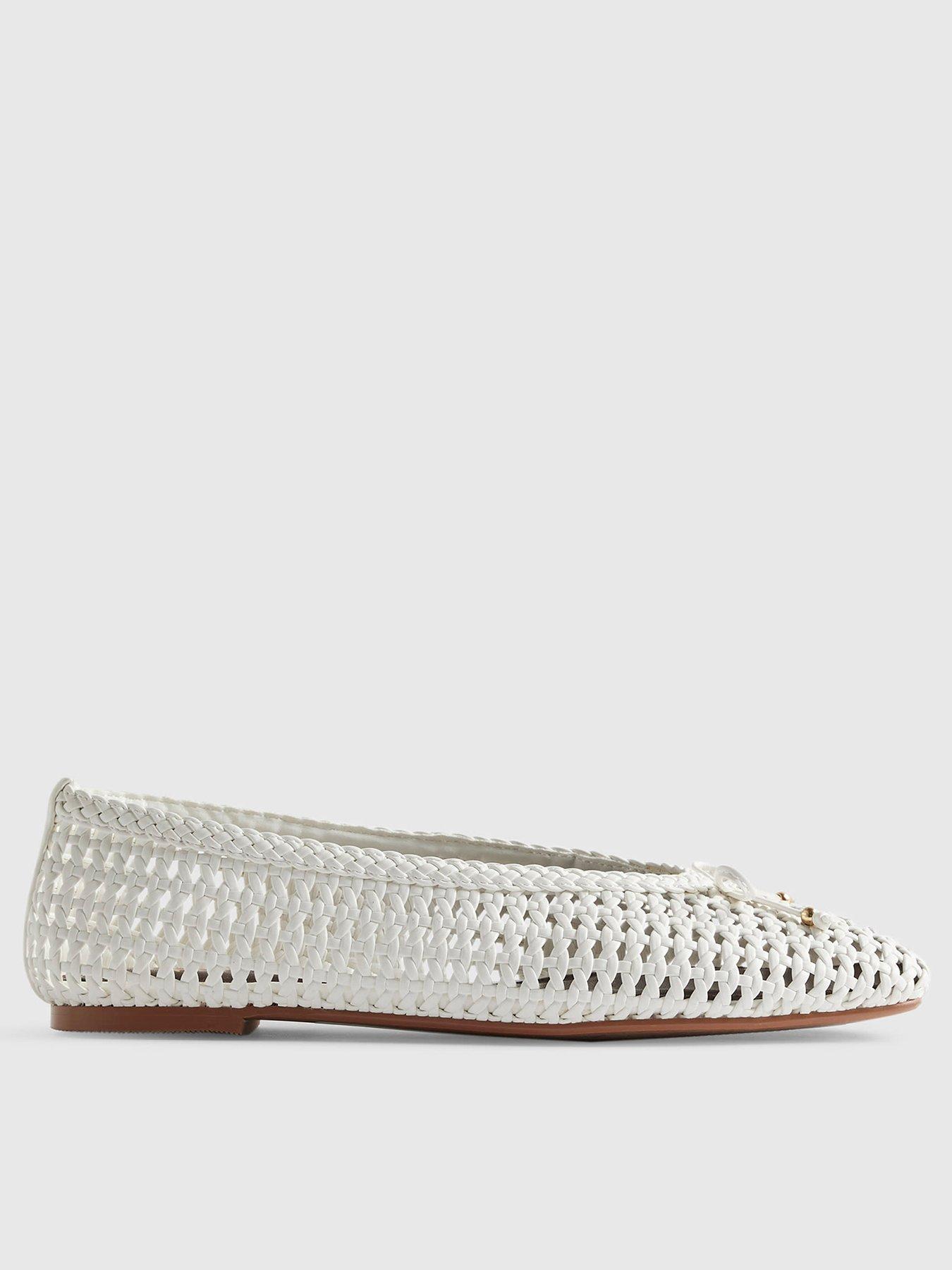 Image 1 of 1 of River Island Woven Ballet Pumps - White