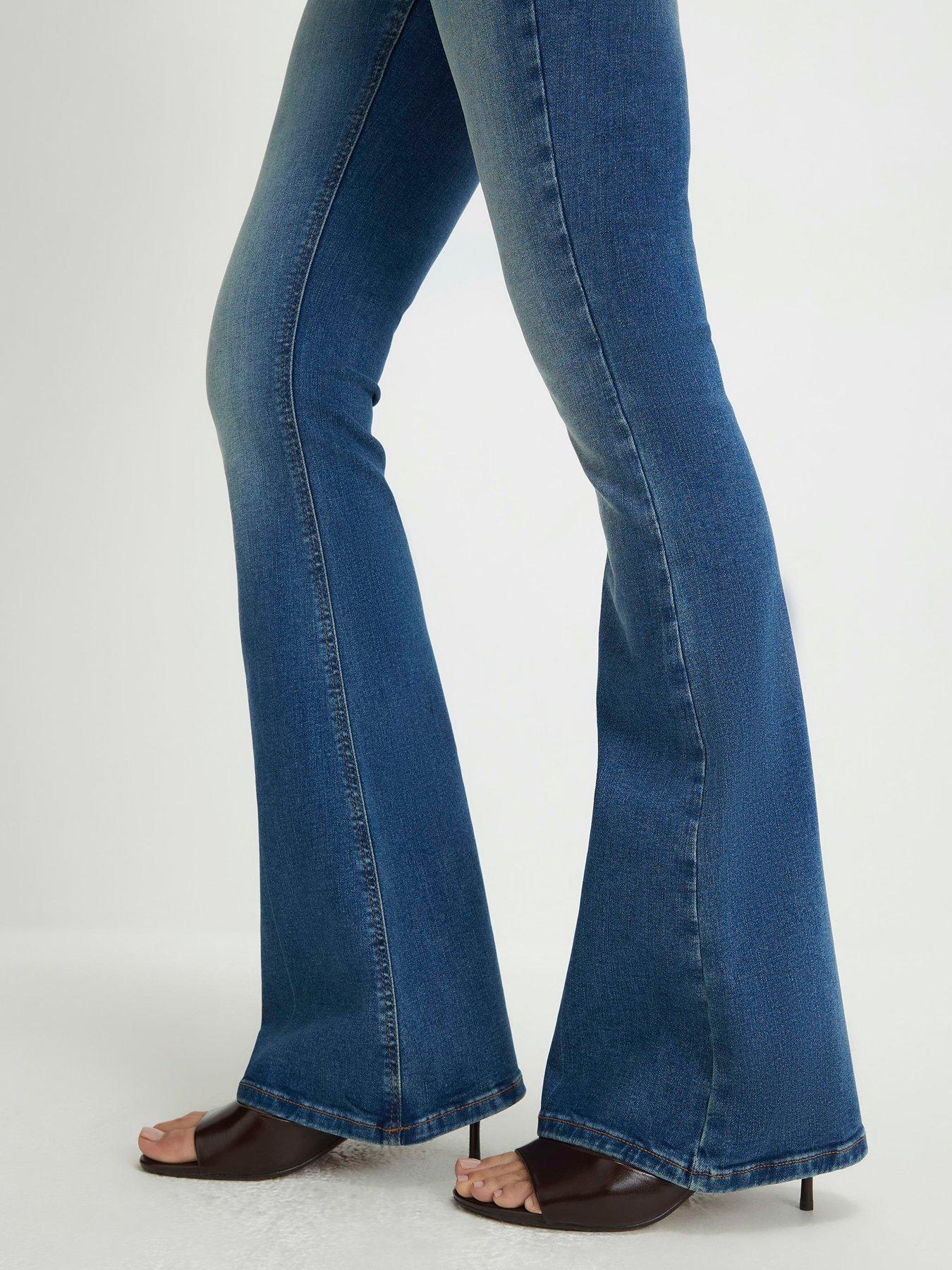 Image 4 of 4 of River Island Washed Sculpt Flare Jeans - Blue