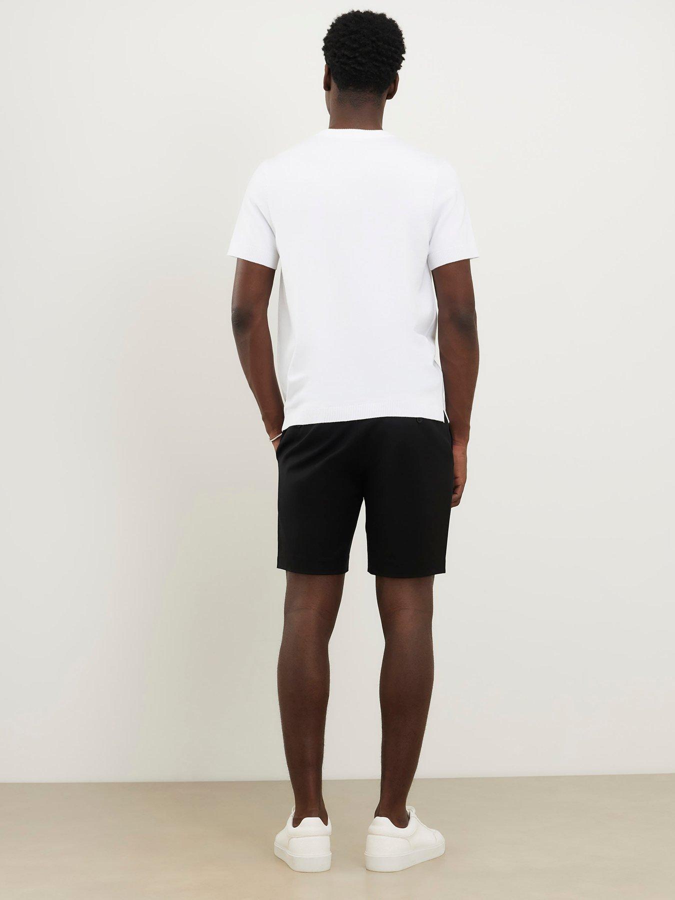 Image 2 of 4 of River Island Slim Fit Belted Chino Shorts - Black