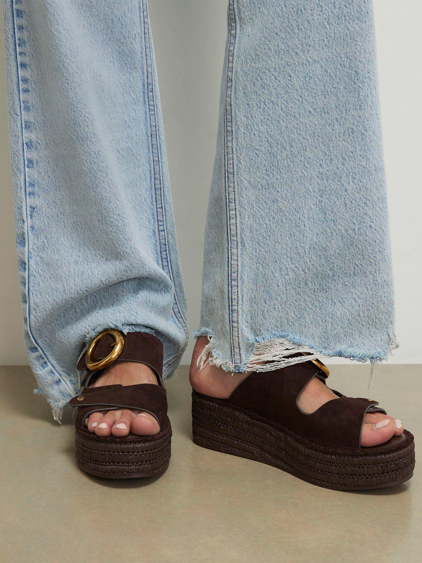 River Island Ring Buckle Strap Wedge Sandals - Brown