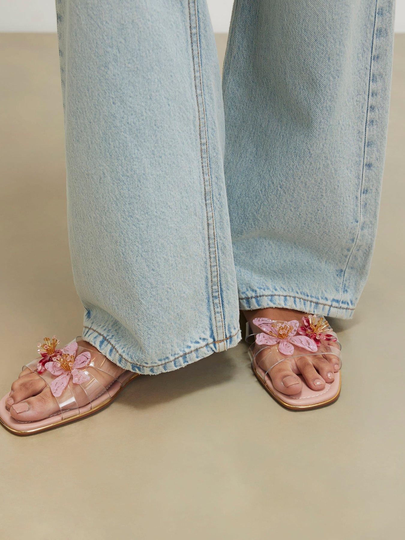 River Island Perspex Flower Flat Sandals - Pink
