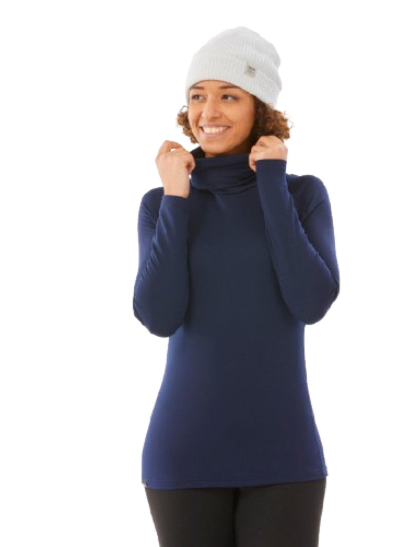 Decathlon Warm, Breathable Turtleneck Ski Base Layer BL 500 - Navy Blue