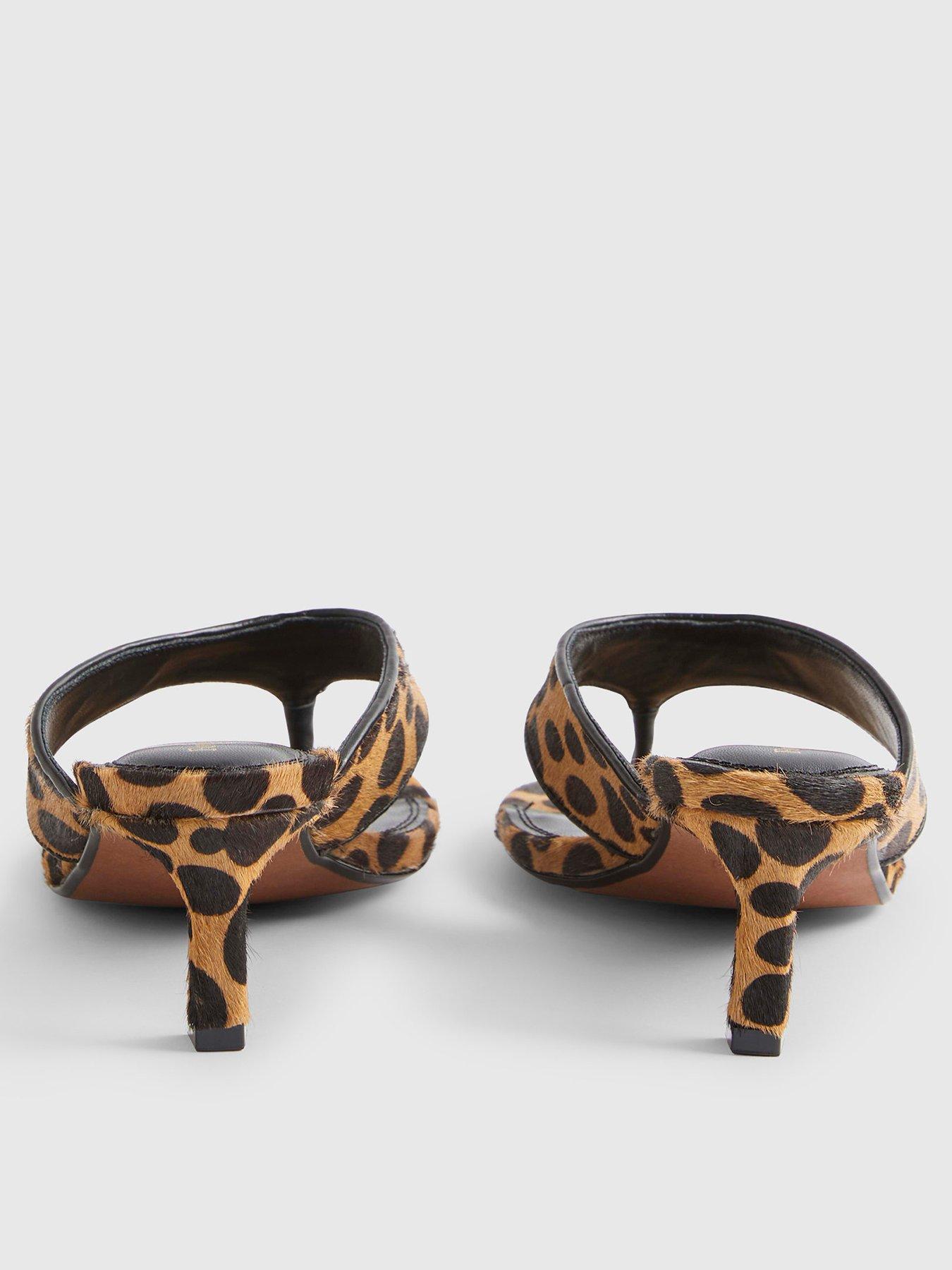 Image 3 of 4 of River Island Leopard Print Toe Thong Mule Sandals