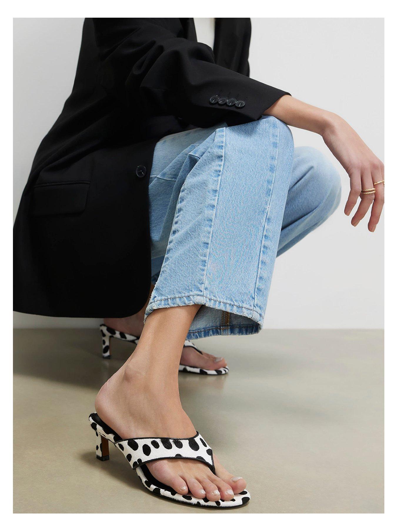 Image 5 of 5 of River Island Spot Print Toe Thong Mule Sandals