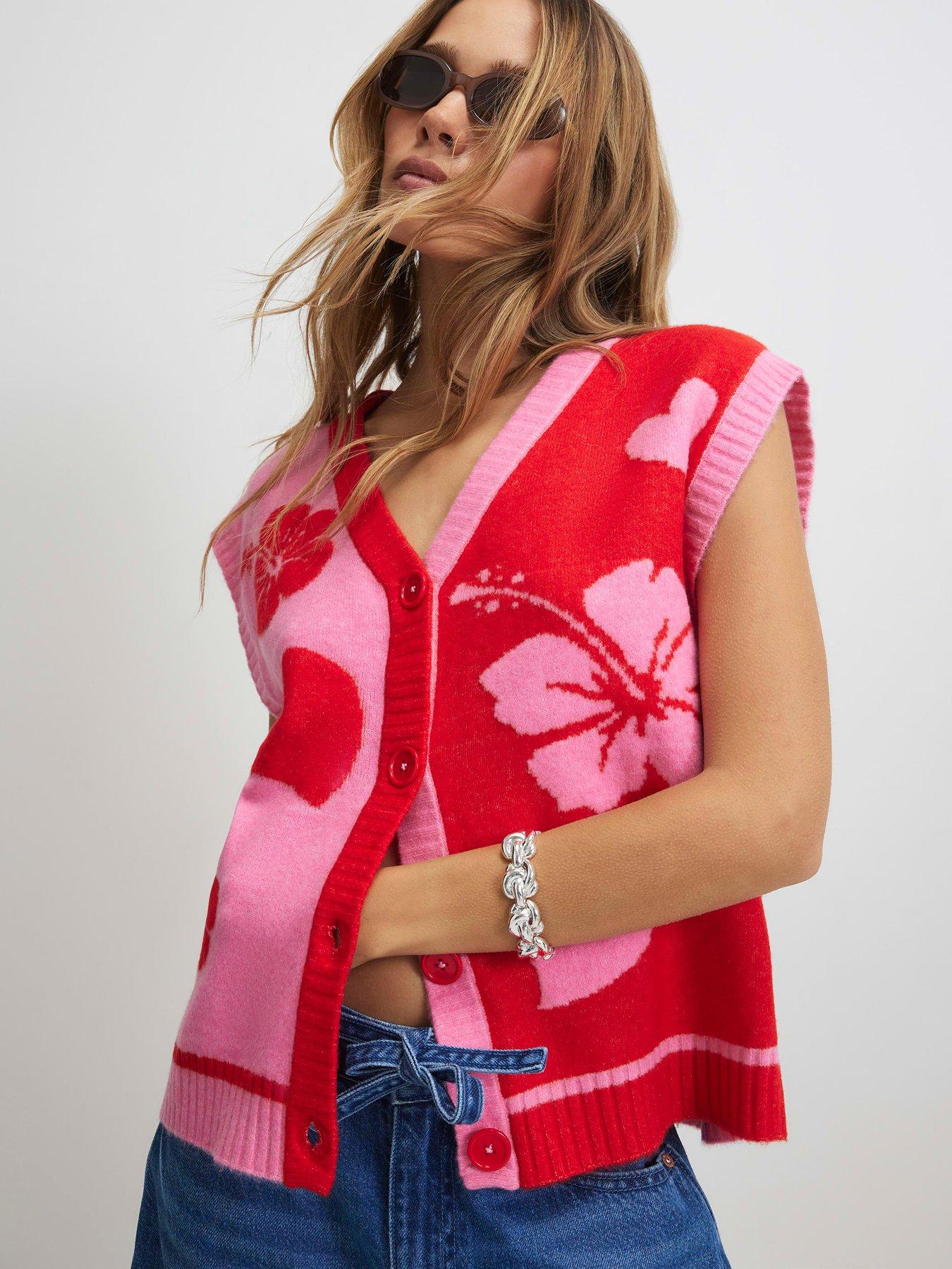 Image 1 of 4 of River Island Floral Sleeveless Cardigan
