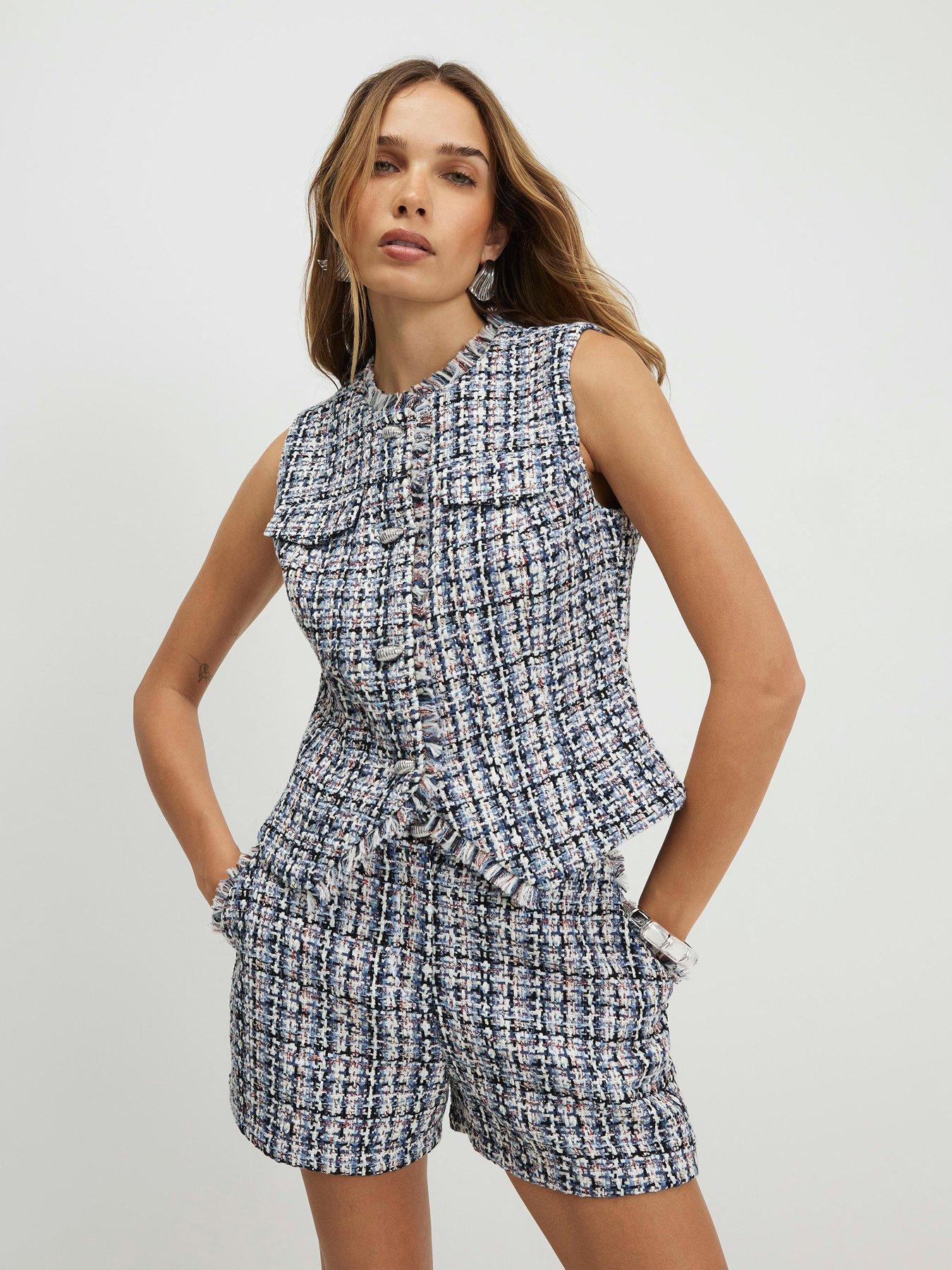 River Island Sleeveless Boucle Fringed Waistcoat