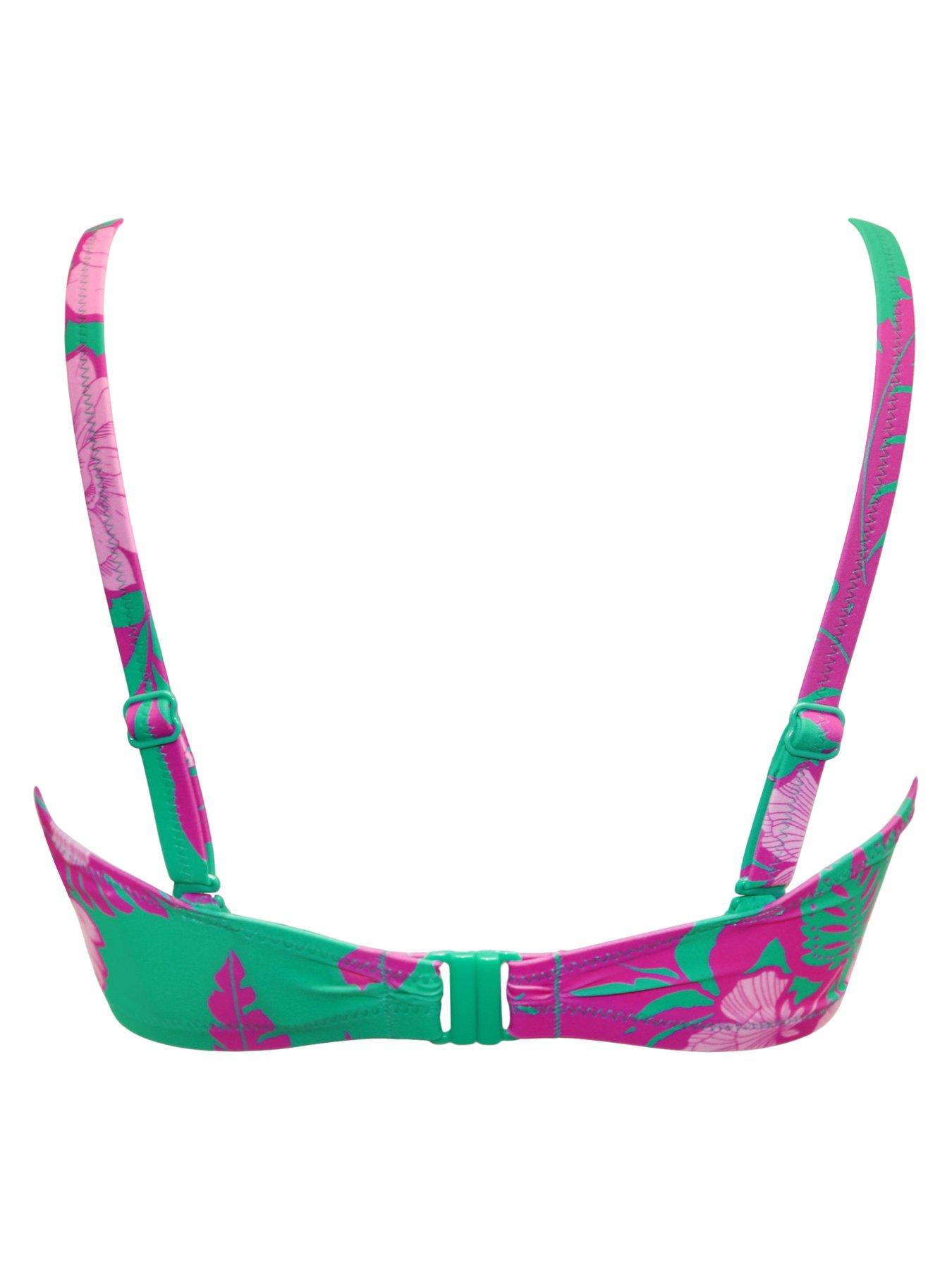Image 4 of 4 of Pour Moi Free Spirit Strapless Underwired Bikini Top - Green/Pink&nbsp;
