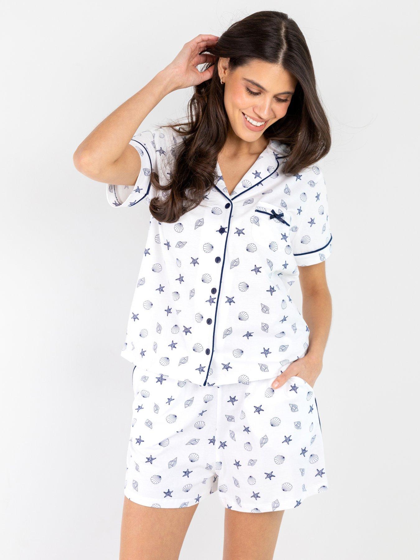 Pour Moi Cotton Jersey Printed Revere Collar Short Pyjama Set