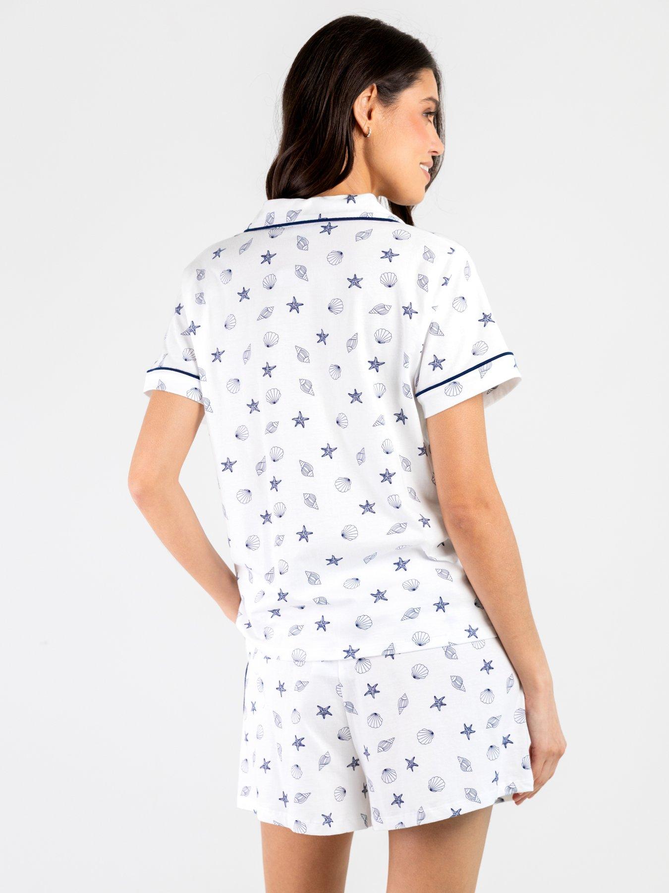 Image 2 of 4 of Pour Moi Cotton Jersey Printed Revere Collar Short Pyjama Set