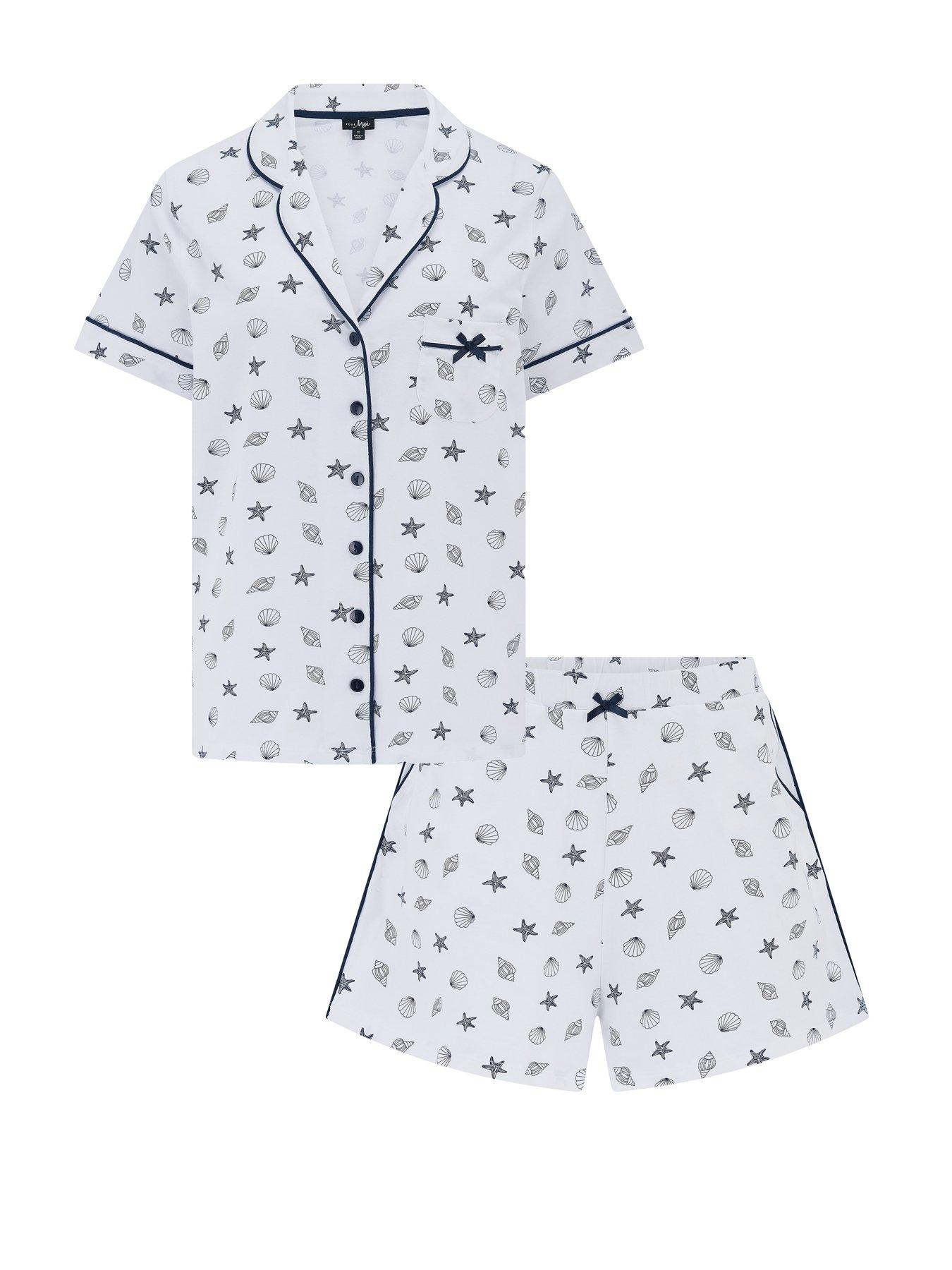 Image 4 of 4 of Pour Moi Cotton Jersey Printed Revere Collar Short Pyjama Set
