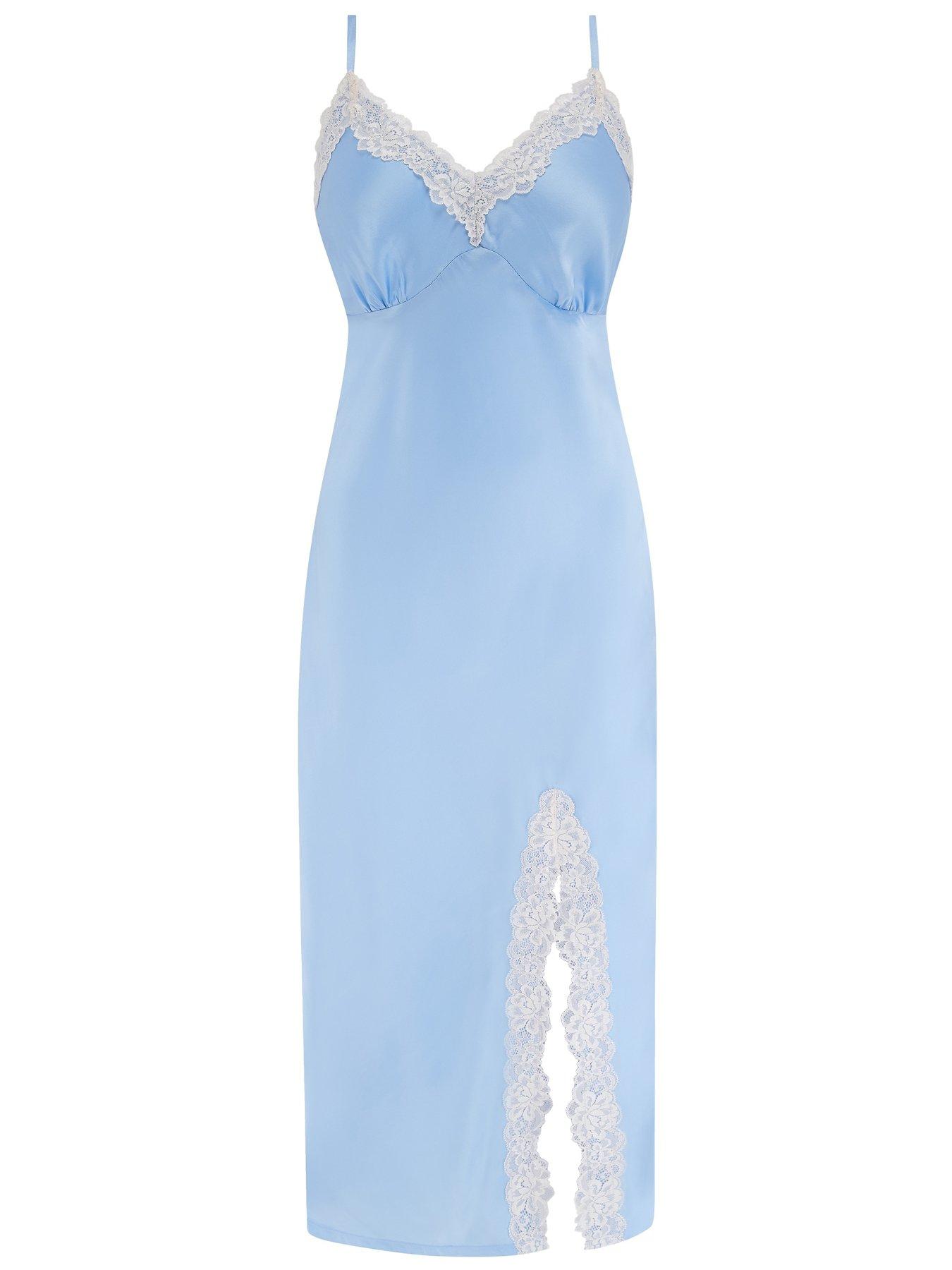 Image 3 of 4 of Pour Moi Dusk Satin and Lace Midi Chemise