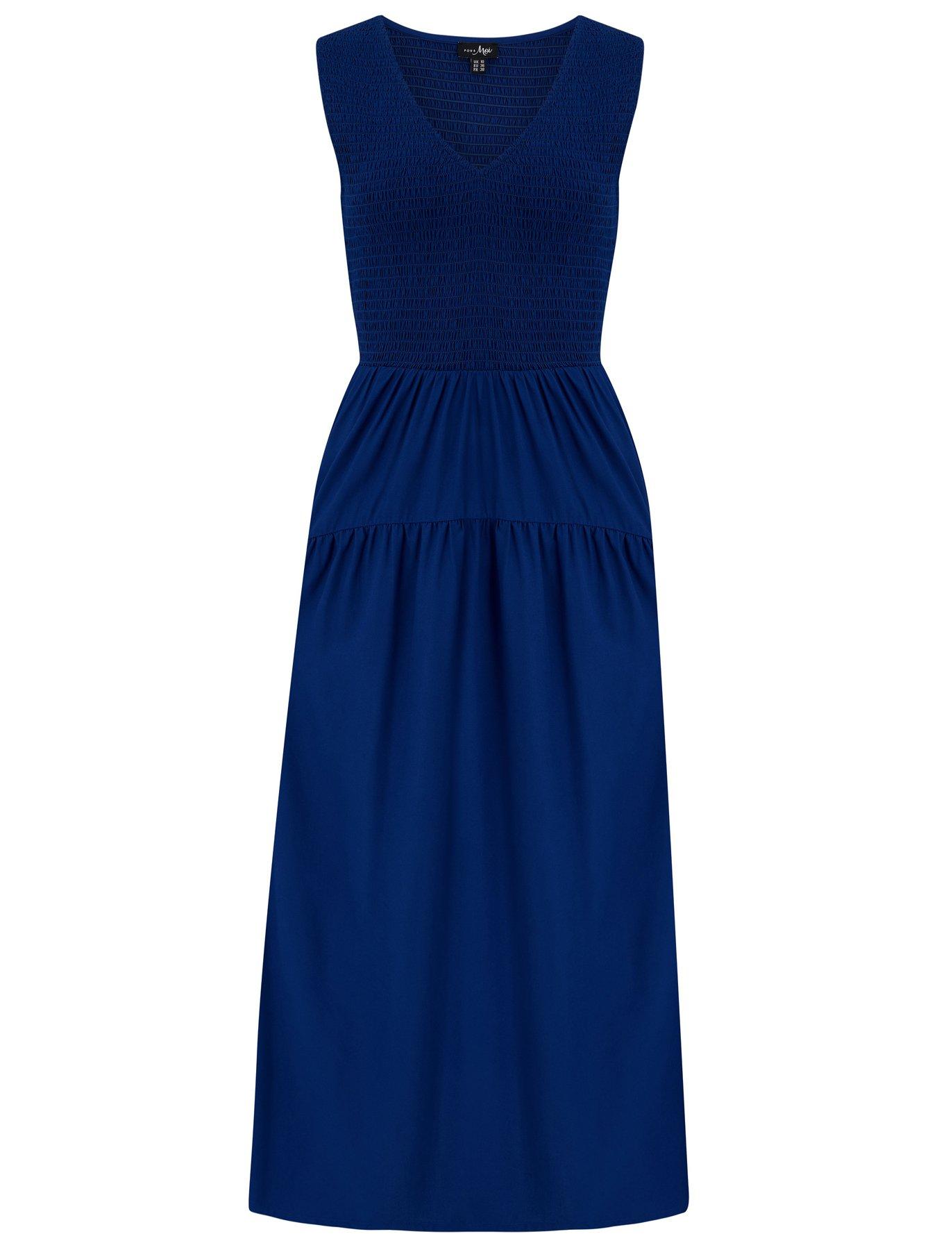 Pour Moi Darcie V Neck Shirred Bodice Midi Dress