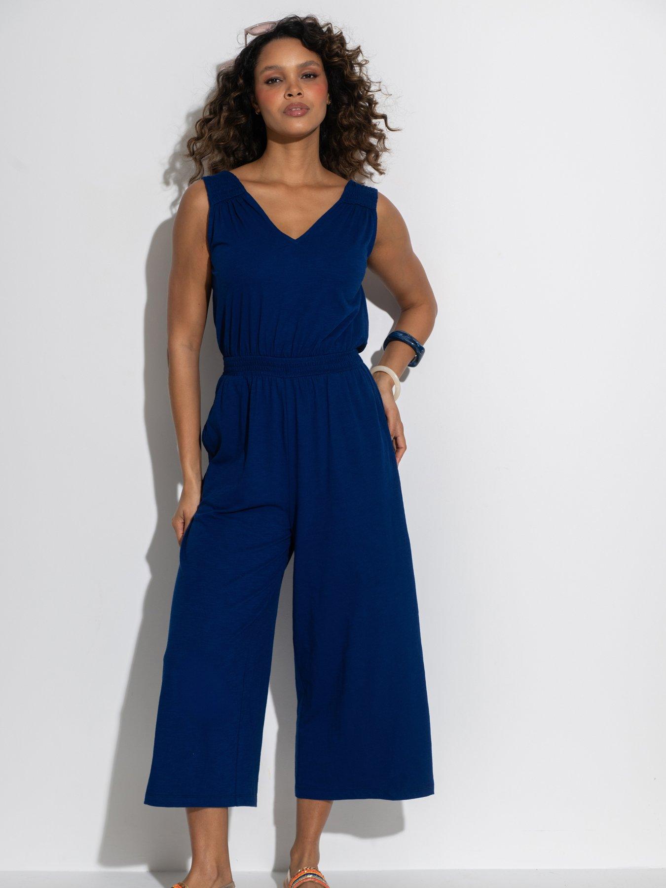 Pour Moi Maya Cotton Slub Jersey Built-Up Cropped Leg Jumpsuit