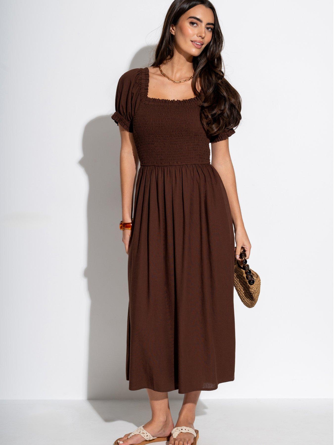 Pour Moi Daisy Linen Blend Midi Dress