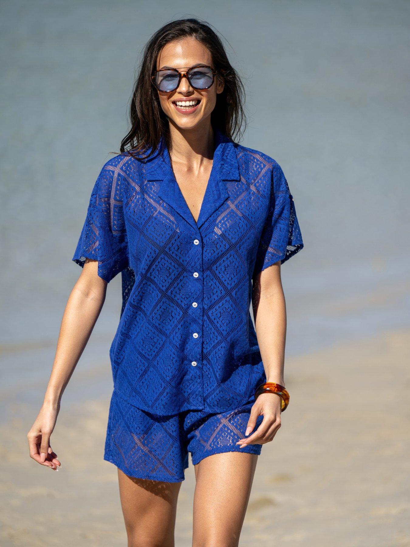 Pour Moi Free Spirit Crochet Co-Ord Shirt  &  Short Set