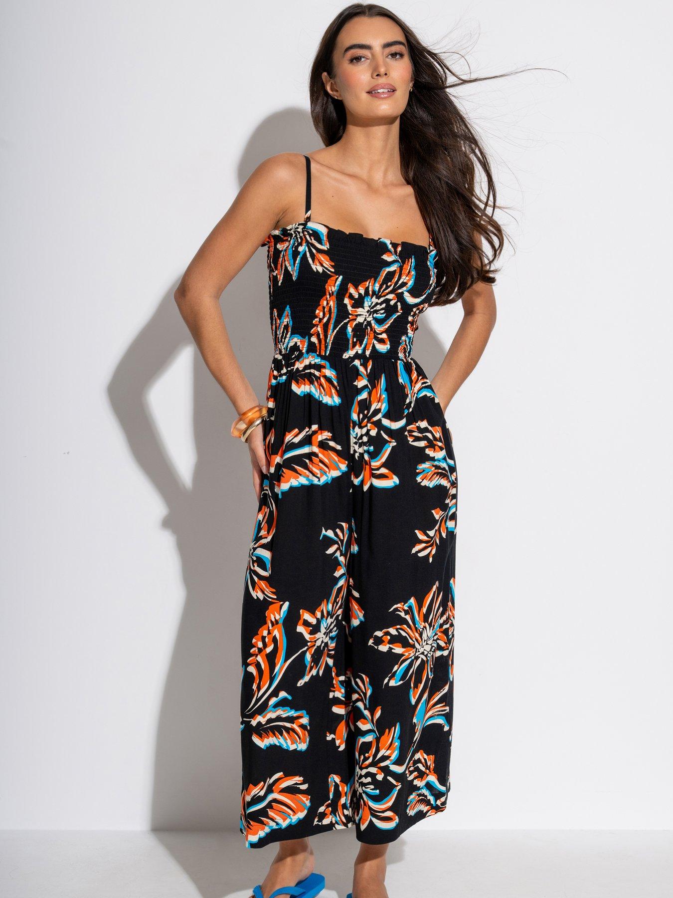 Pour Moi Anna Strapless Shirred Bodice Crop Leg Beach Jumpsuit