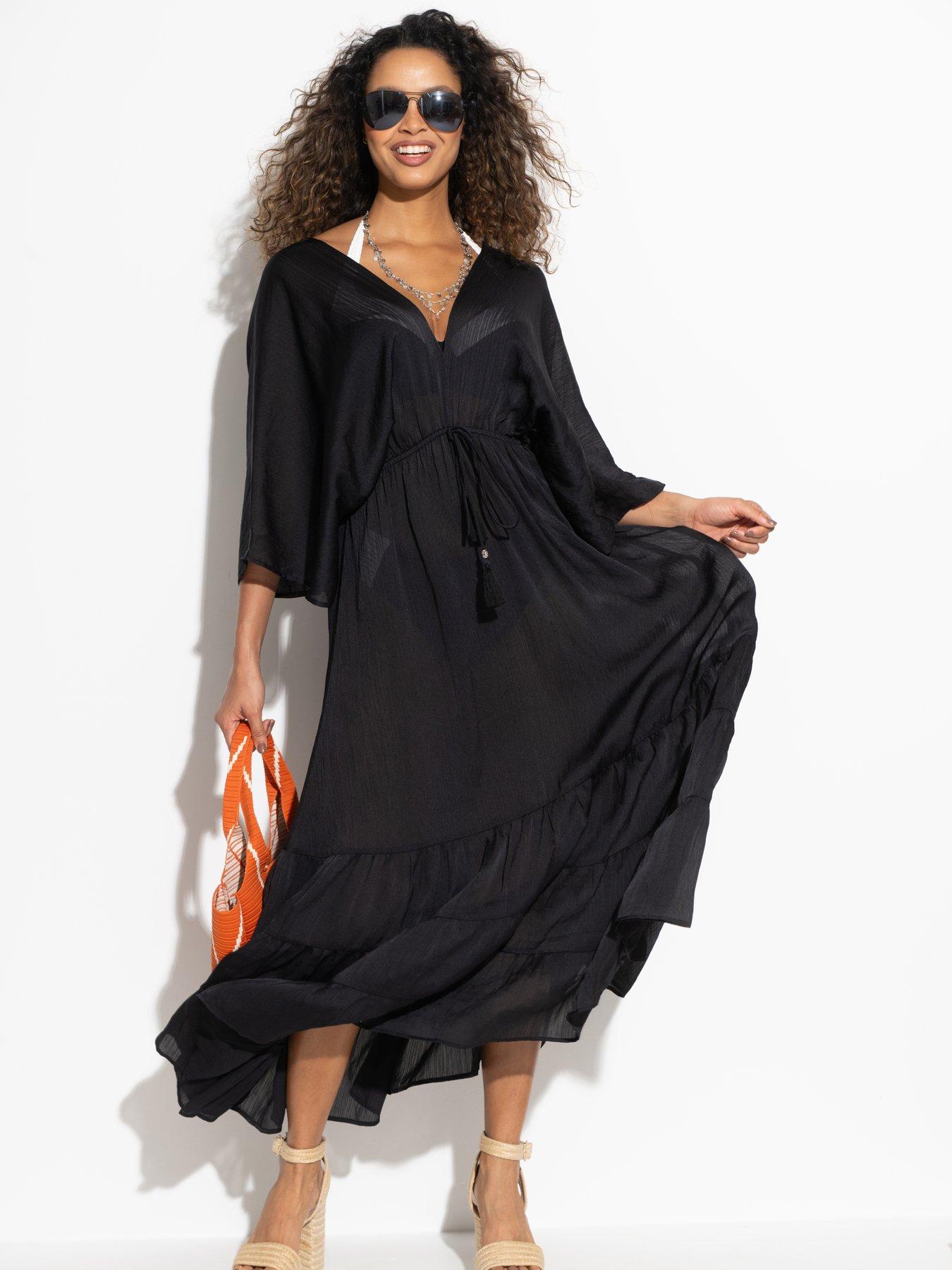 Pour Moi Tassel Trim Tiered Maxi Kaftan