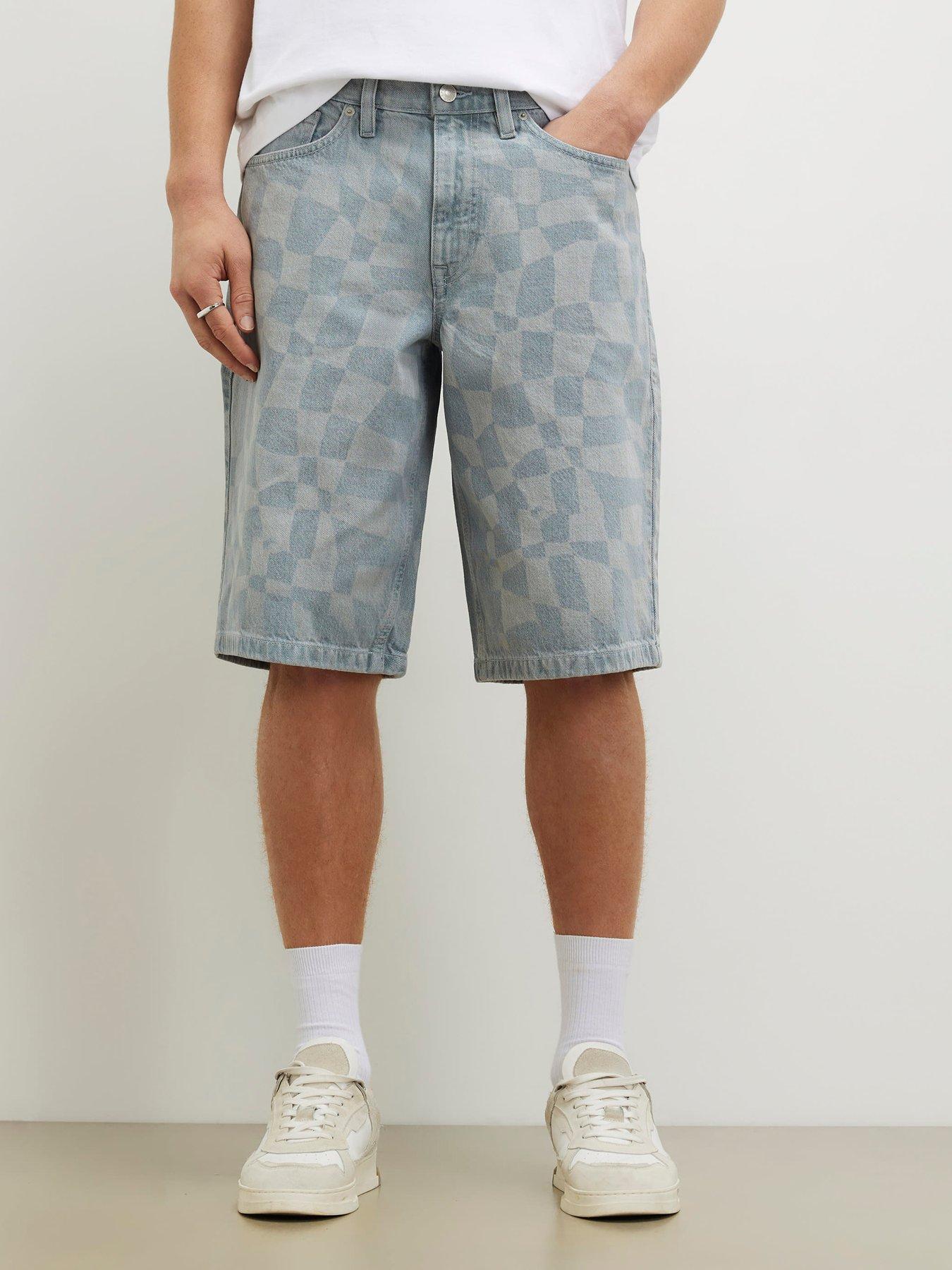 River Island Geometric Print Denim Shorts