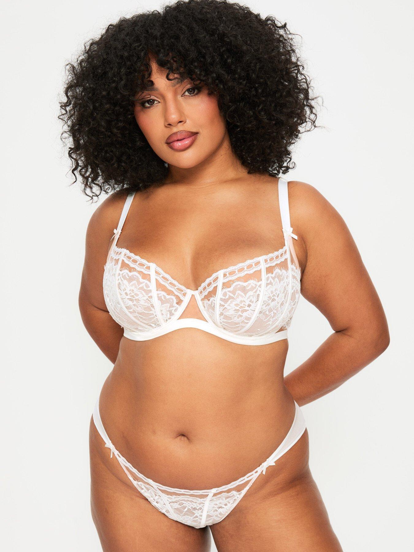Ann Summers Caged Lace Non Padded Balcony Bra, White, Size 38D, Women
