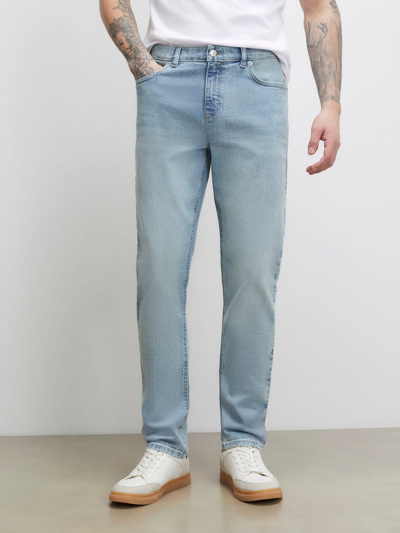 River Island Slim Fit Jeans, Blue, Size 36, Length Regular, Men