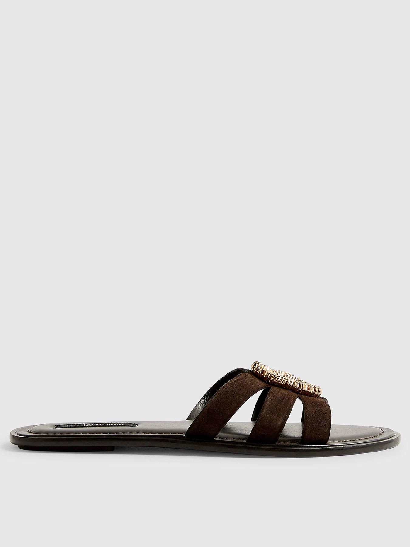 River Island Beaded Ring Flat Sandals - Brown