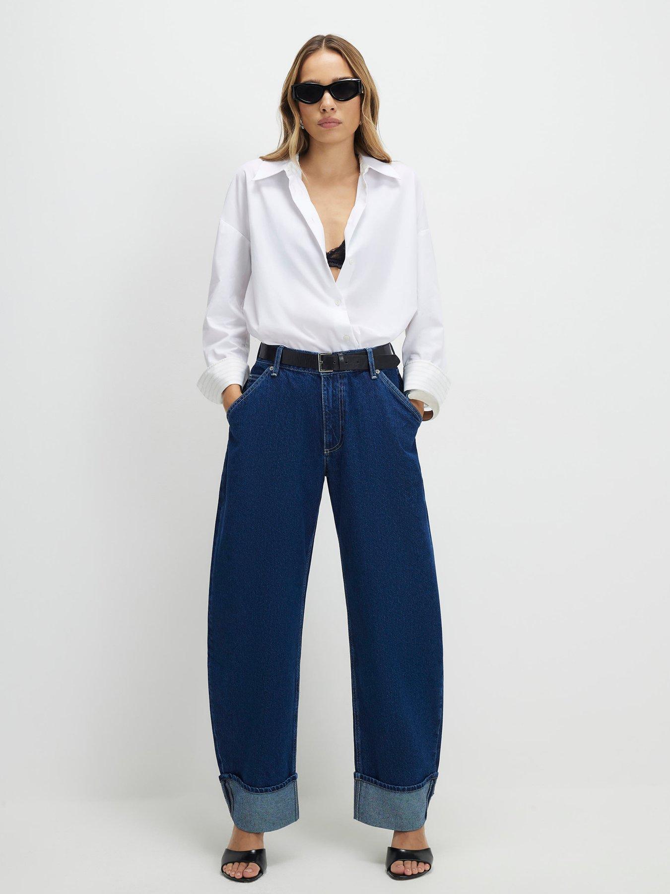 River Island Turn Up Cuff Barrel Leg Jeans