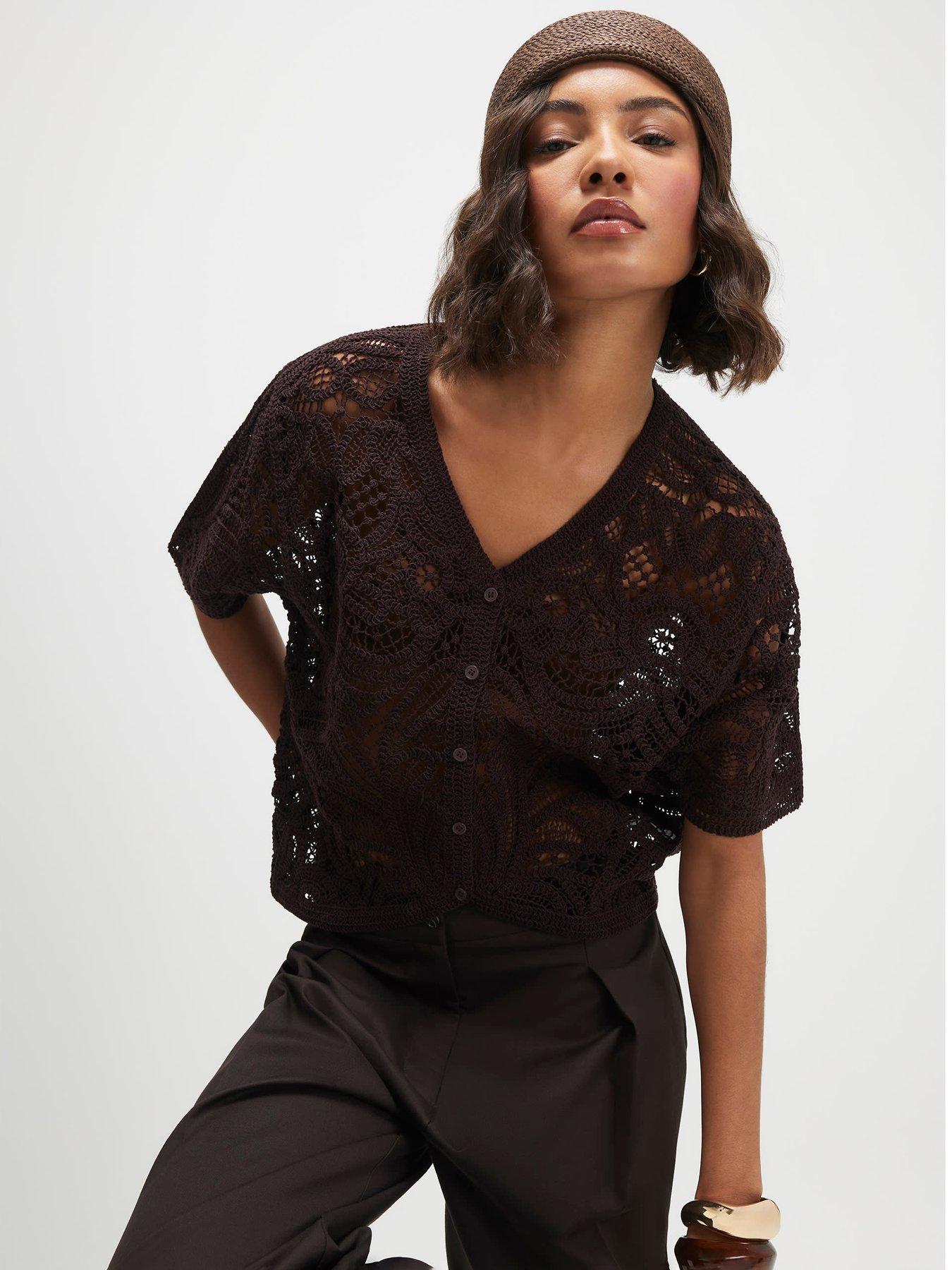 River Island Crochet Short Sleeve Cardigan