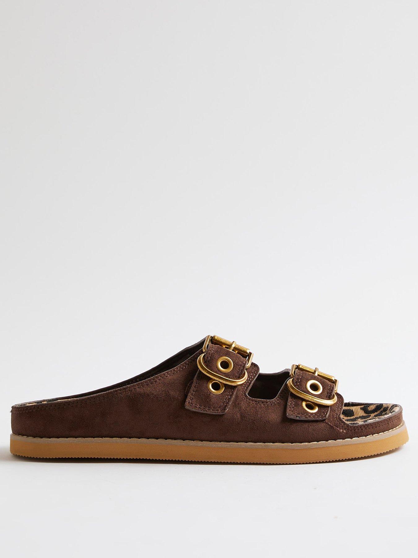 River Island Leopard Lined Footbed Sandals
