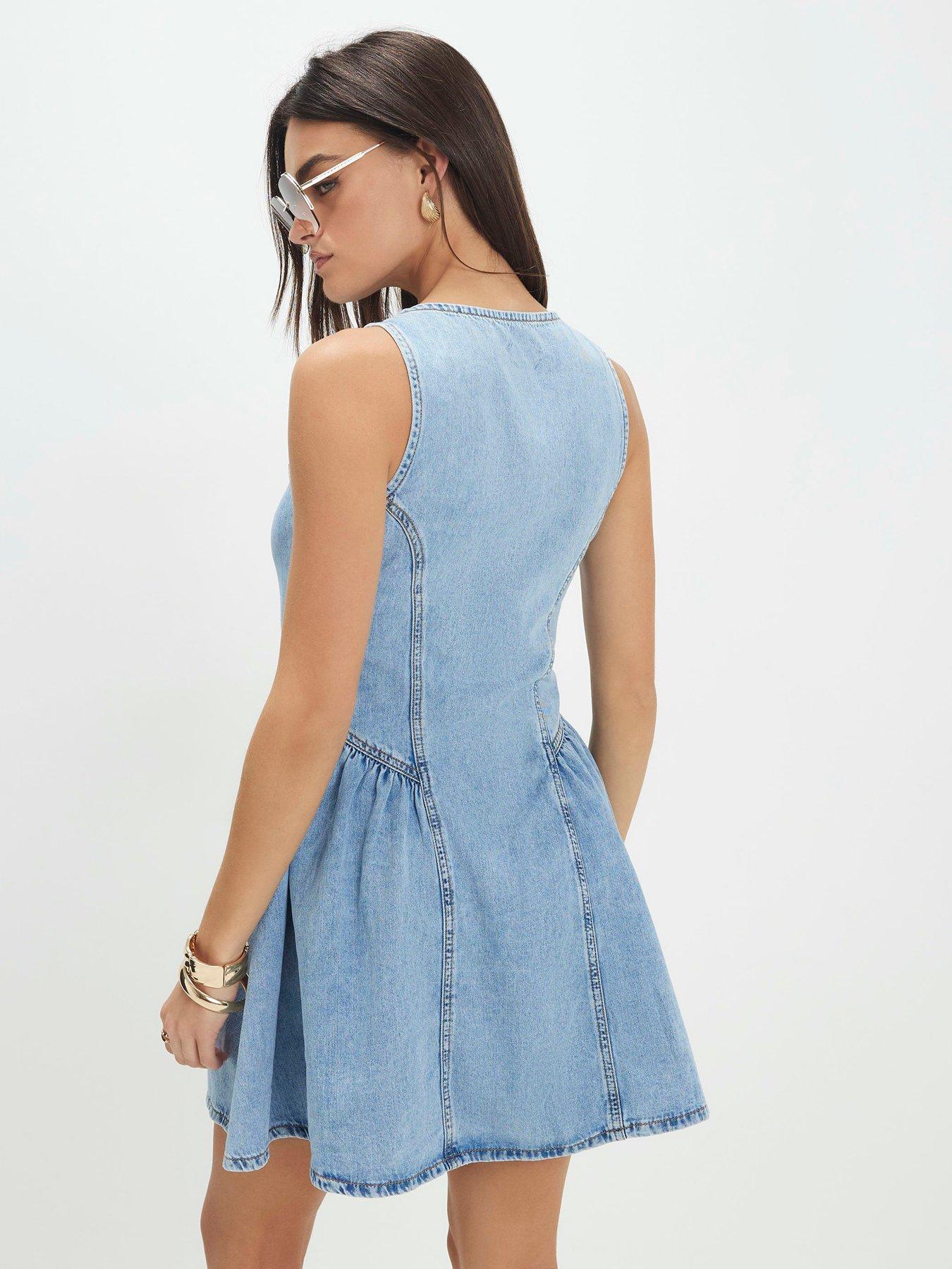sachin and babi light blue dress River Island Drop Waist Hybrid Midi Dress - Black