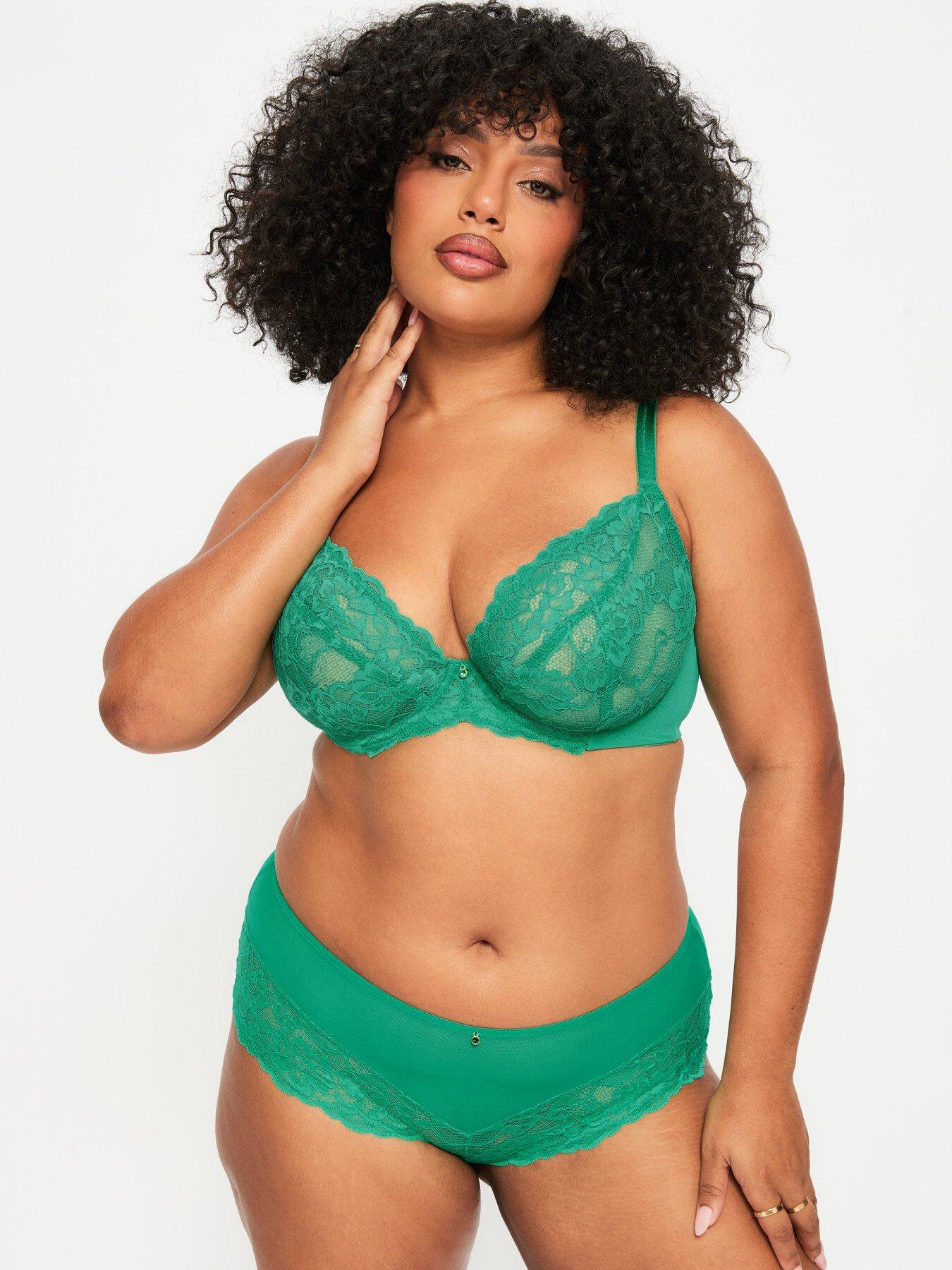 Ann Summers Sexy Lace Fuller Bust Non Padded Plunge Bra, Green, Size 36Dd, Women