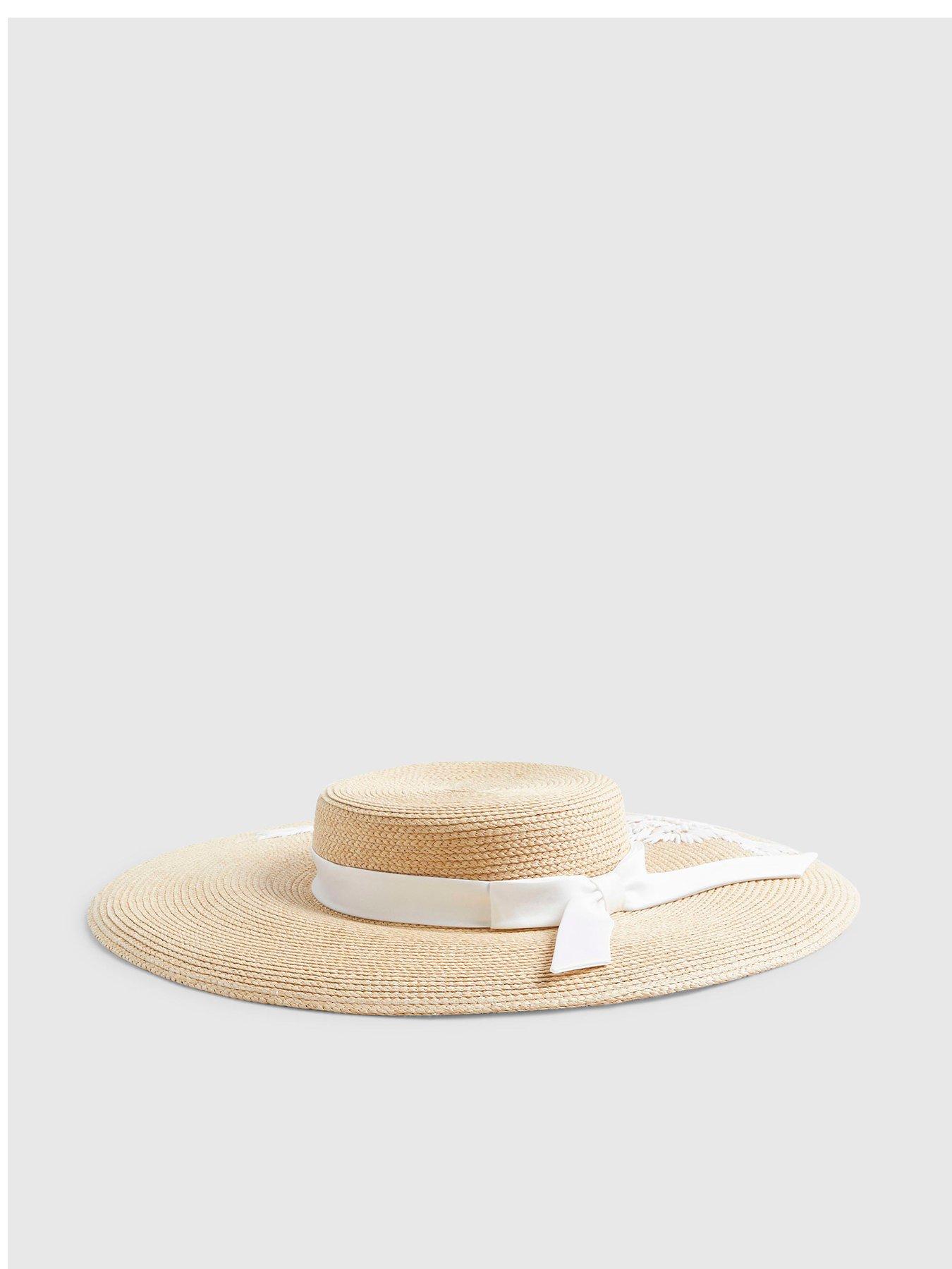 Image 1 of 5 of River Island Premium Amayah Embroidered Boater Hat