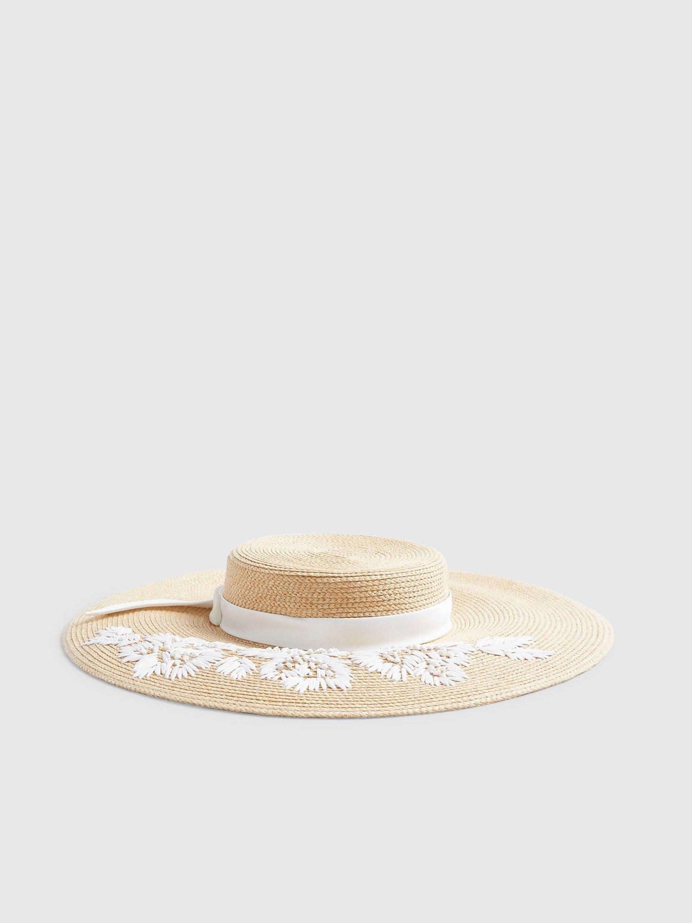 Image 3 of 5 of River Island Premium Amayah Embroidered Boater Hat