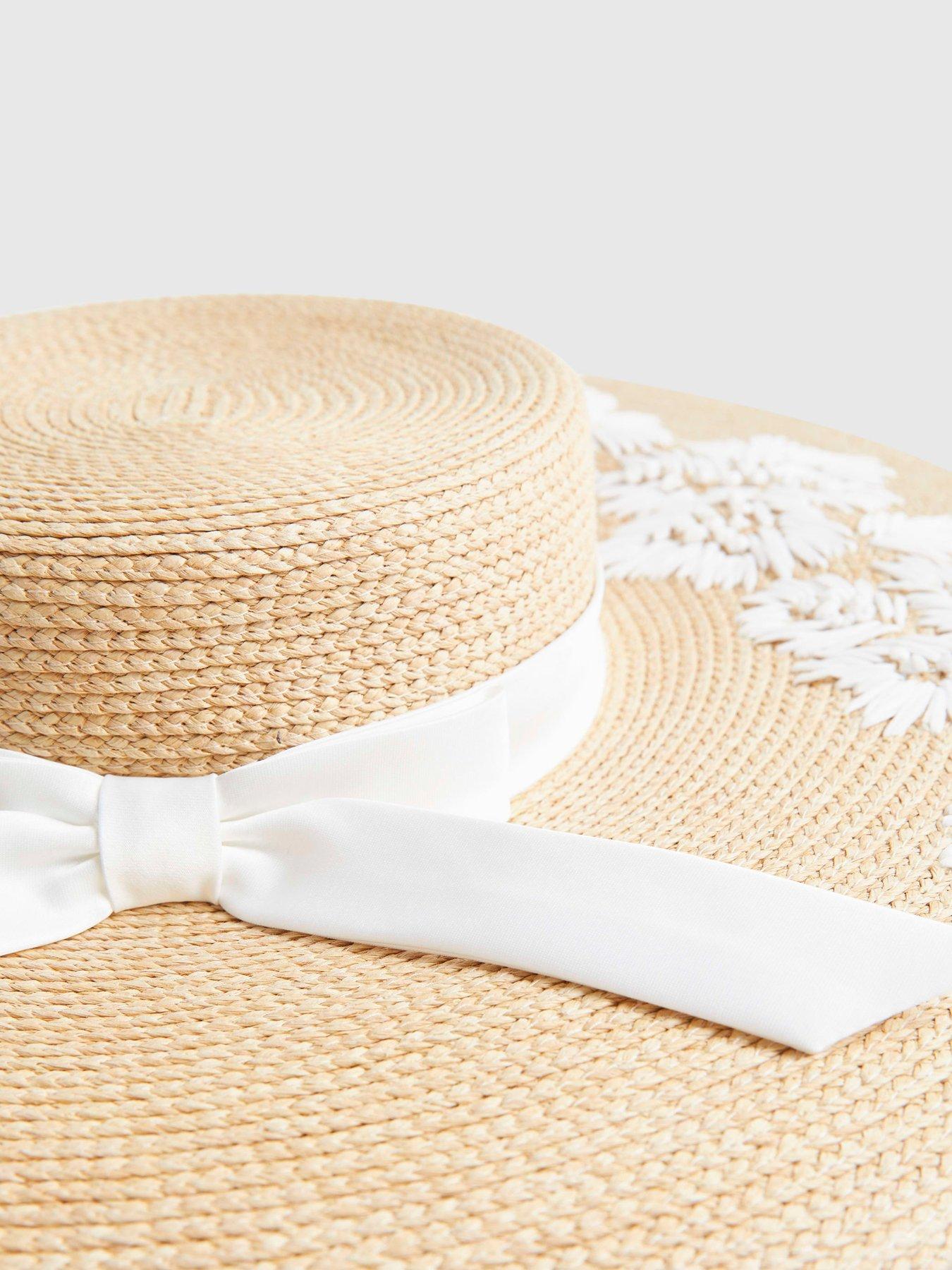 Image 4 of 5 of River Island Premium Amayah Embroidered Boater Hat