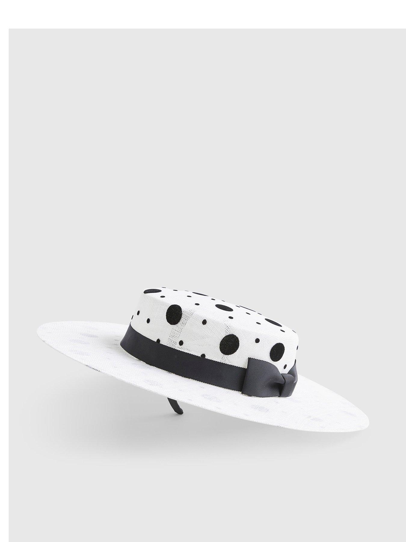 River Island Premium Sasha Polka Dot Boater Hat