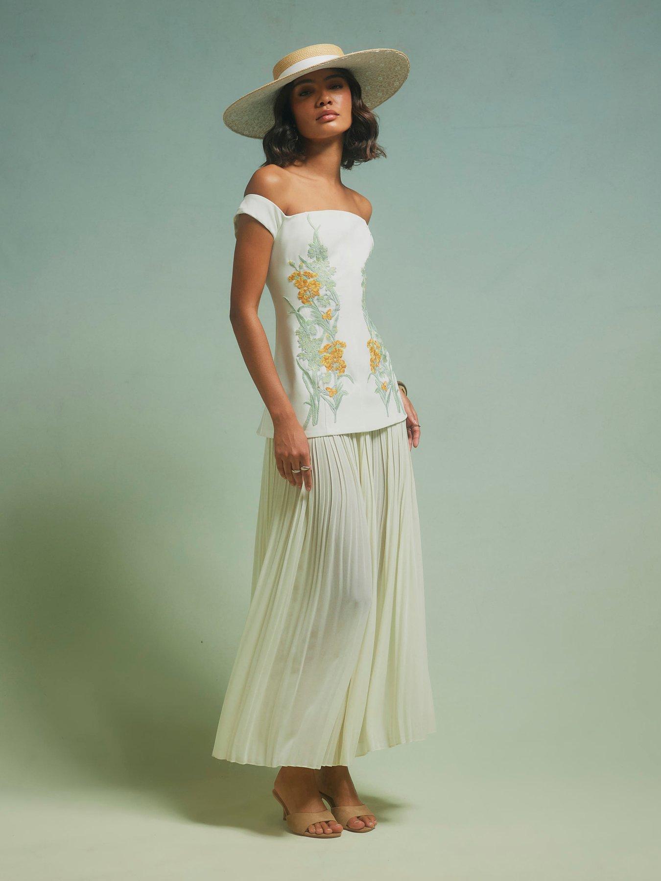 River Island Premium Floral Pleated Maxi Dress