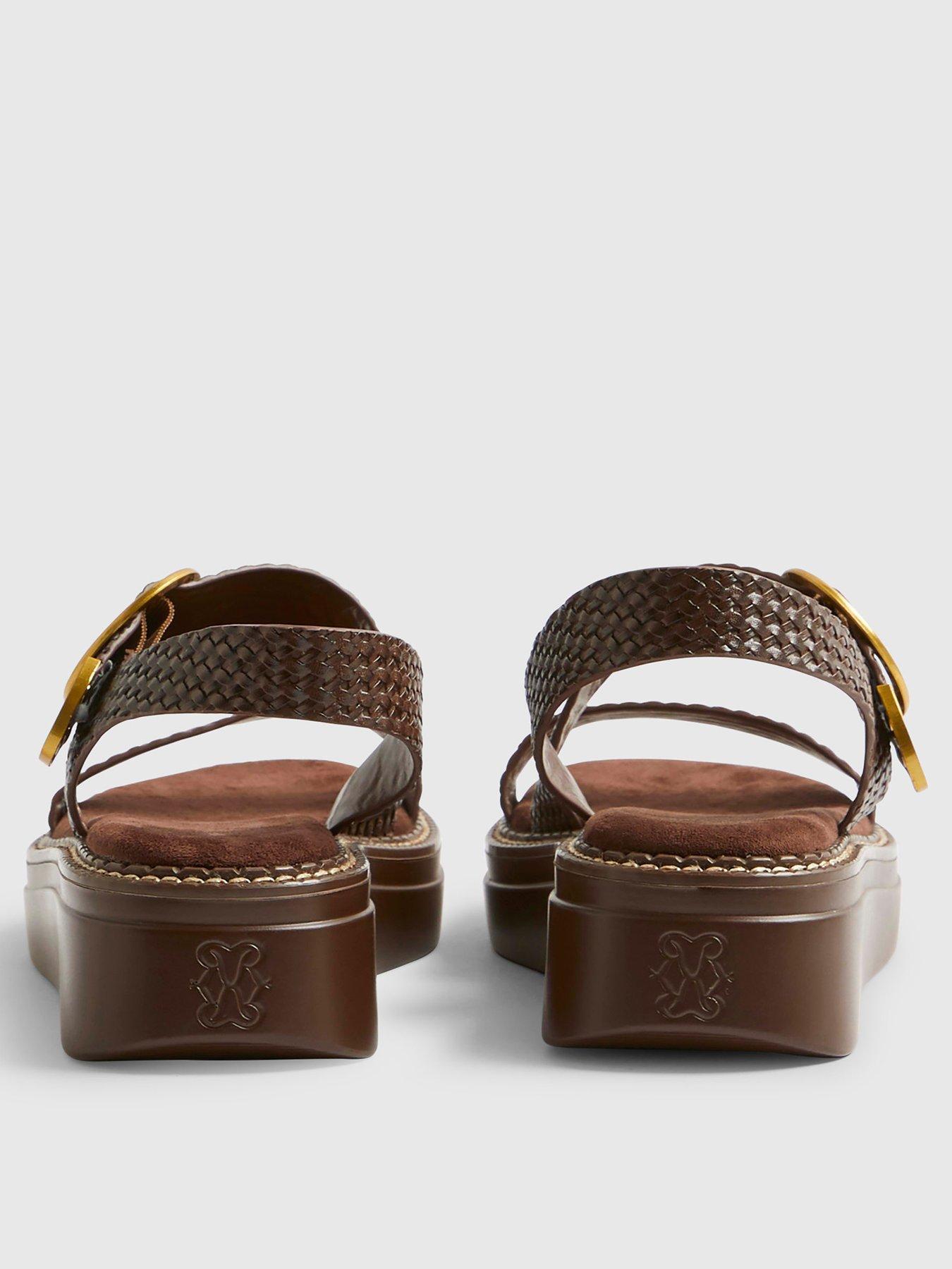 Image 3 of 5 of River Island Ring Buckle Flatform Sandals - Brown